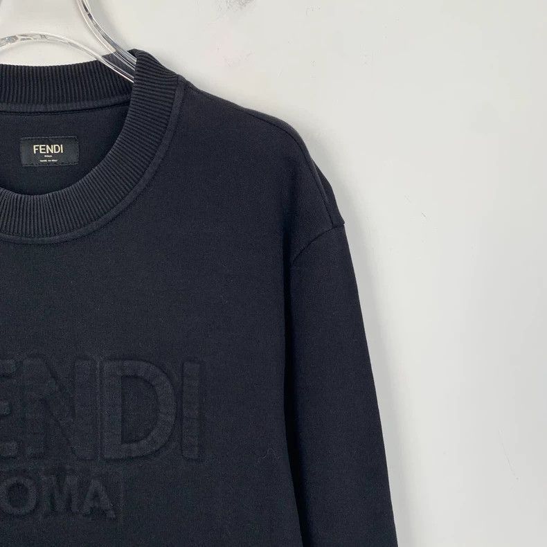 Fendi Fendi Black Logo Cotton Long Sleeve Sweatshirt Size US L / EU 52-54 / 3 - 3 Thumbnail