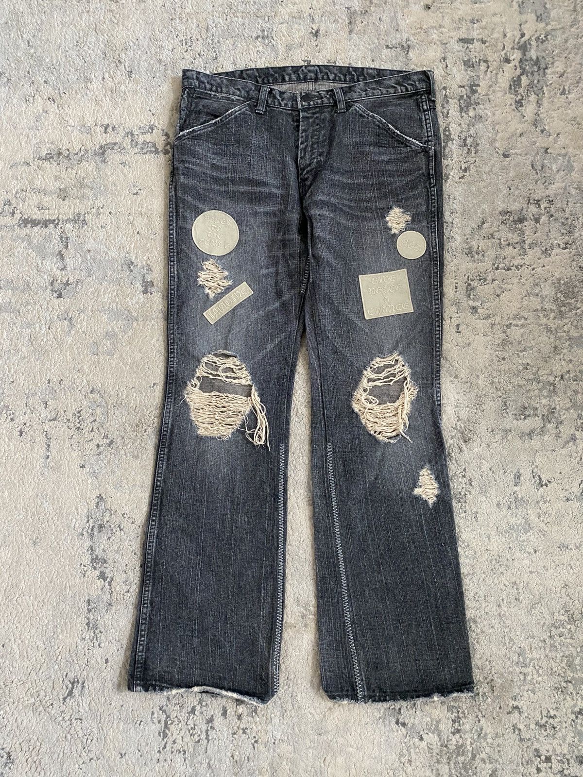 Number (N)ine AW04 Patchwork Bootcut Denim Size US 32 / EU 48 - 1 Thumbnail