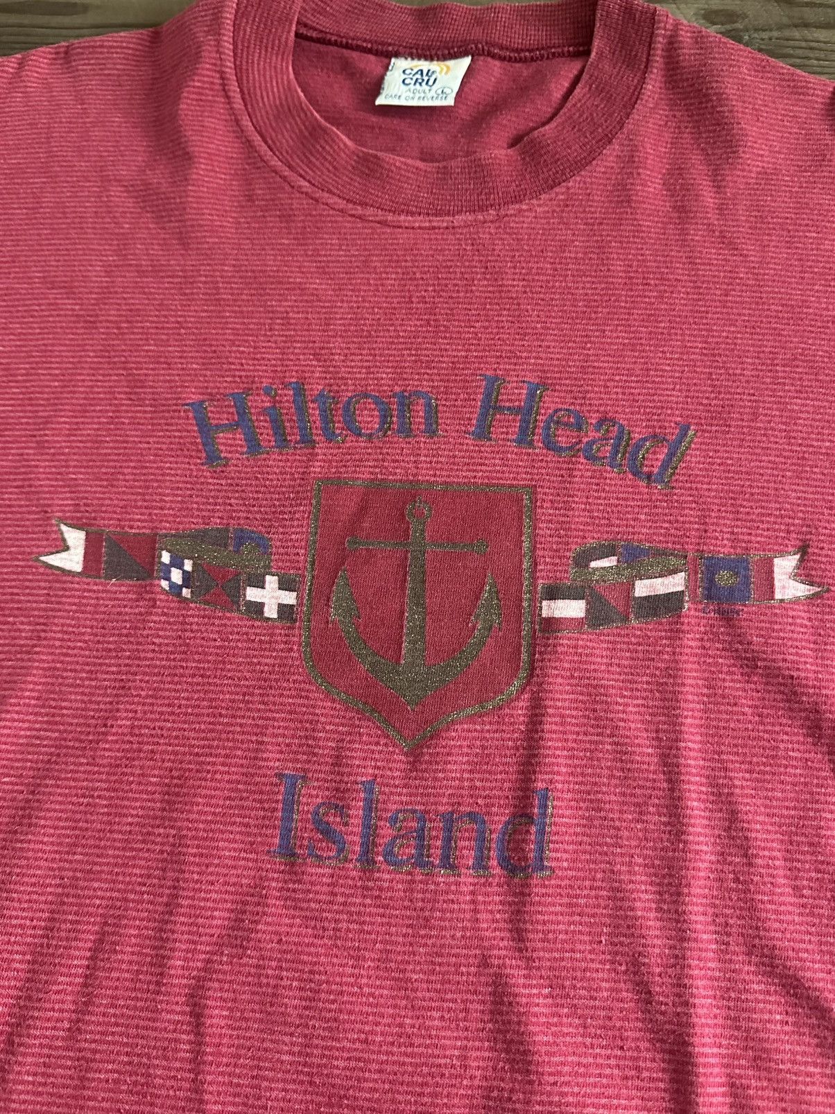 Vintage Vintage 90s Hilton Head Island Striped T-Shirt Single Stitch Size US L / EU 52-54 / 3 - 2 Thumbnail
