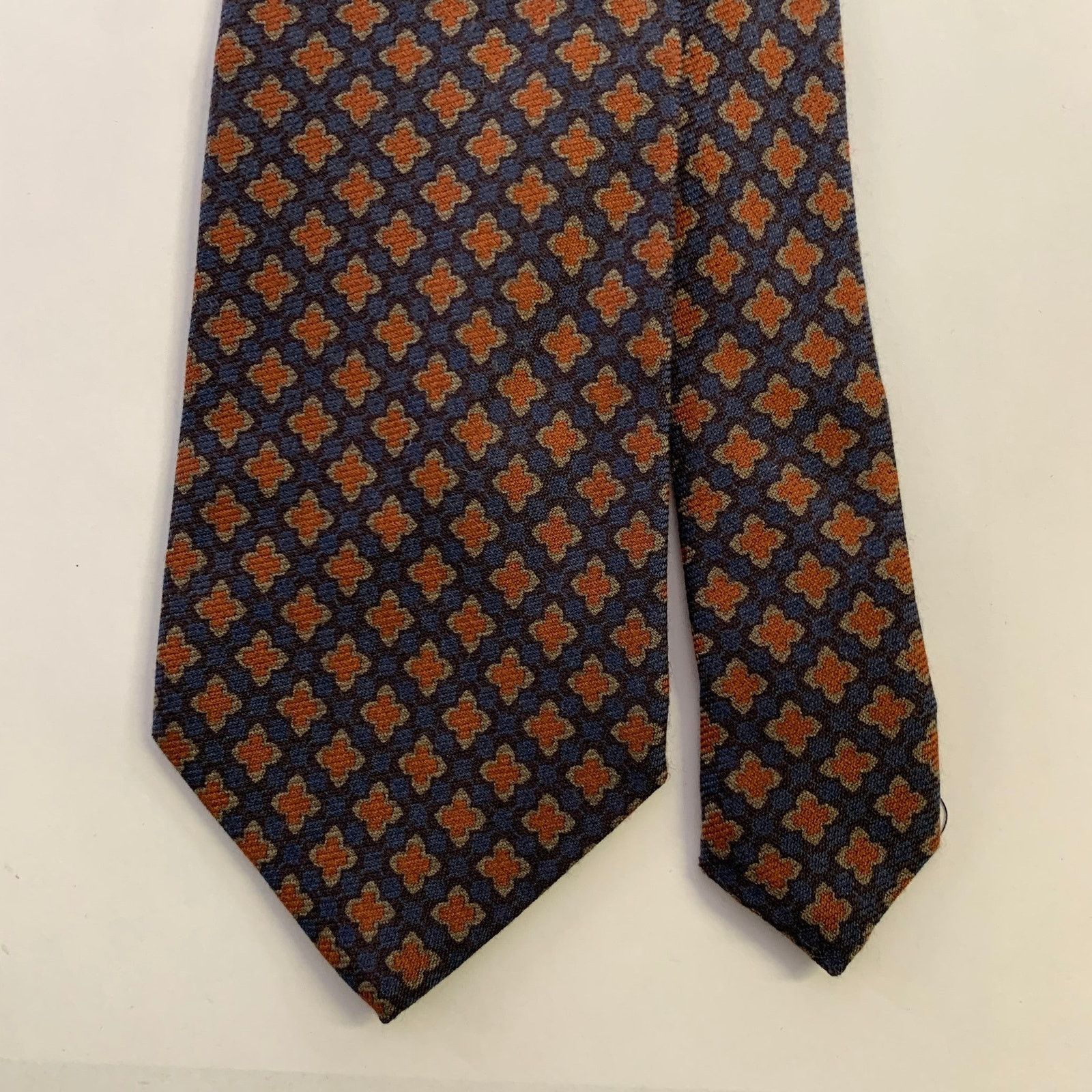Ermenegildo Zegna ERMENEGILDO ZEGNA Navy Rust Silk Tie Size ONE SIZE - 1 Thumbnail