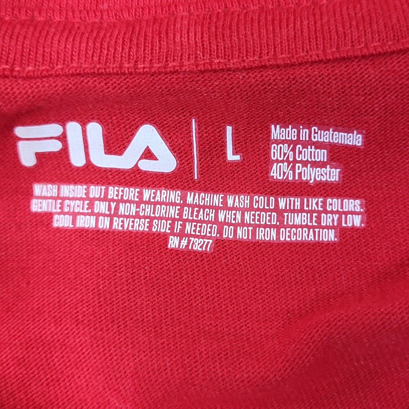 Fila FILA T Shirt Womens L Red V Neck Short Sleeve Graphic Logo Stars Size L / US 10 / IT 46 - 4 Thumbnail