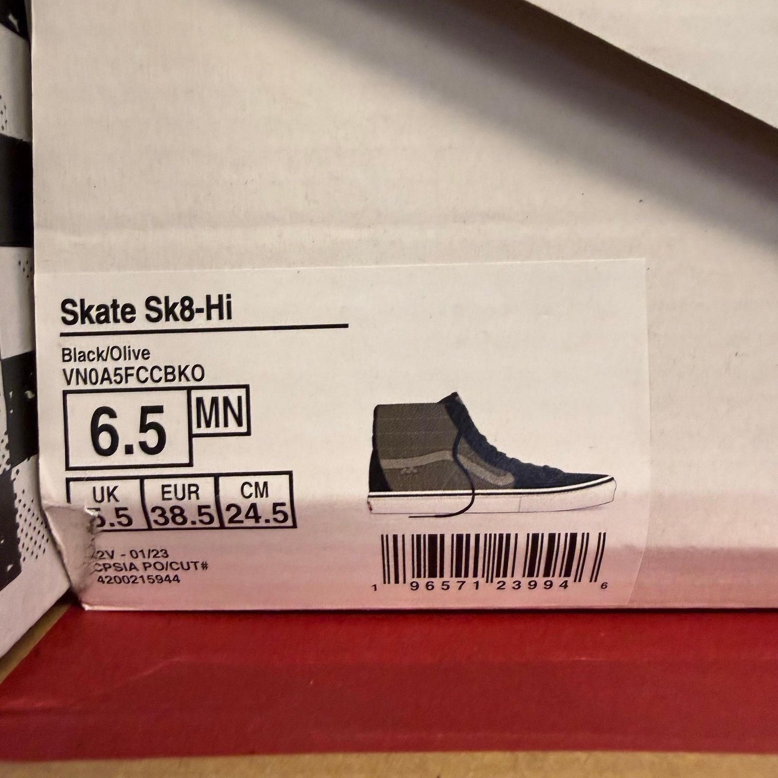 Vans VANS MEN'S 6.5 SK8 HI BLACK OLIVE GREEN NIB VN0A5FCCBKO Size US 6.5 / EU 39-40 - 6 Thumbnail