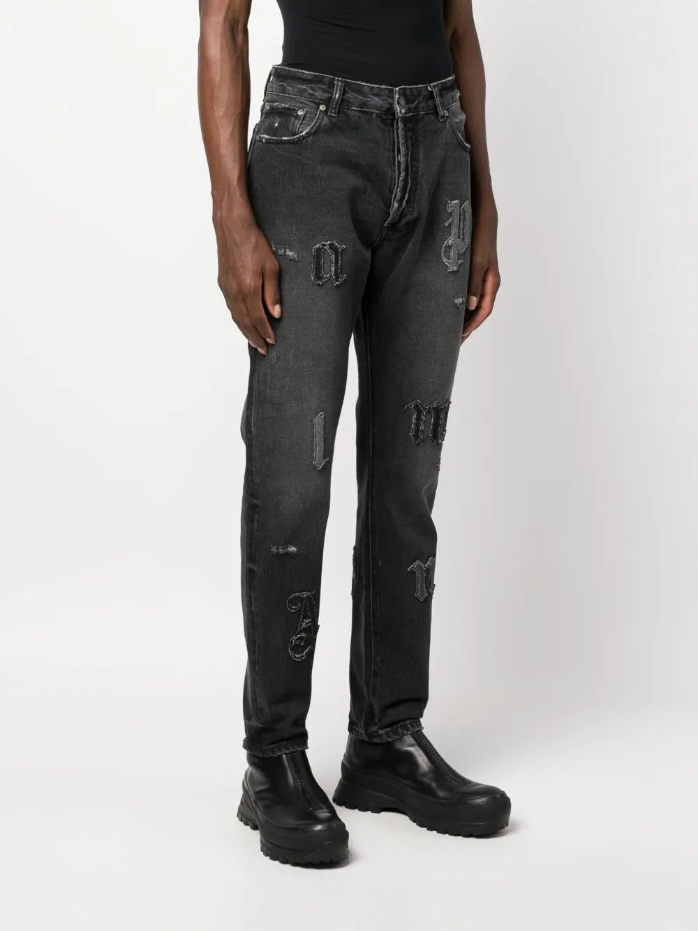Palm Angels o1y0325 Logo Denim Pant in Black Size US 30 / EU 46 - 2 Thumbnail