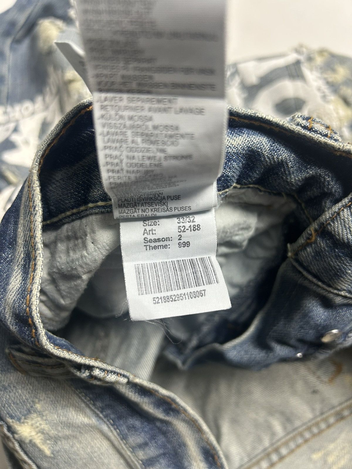 Vintage DS VTG Y2K Fishbone Printed Jeans Size US 33 - 10 Thumbnail