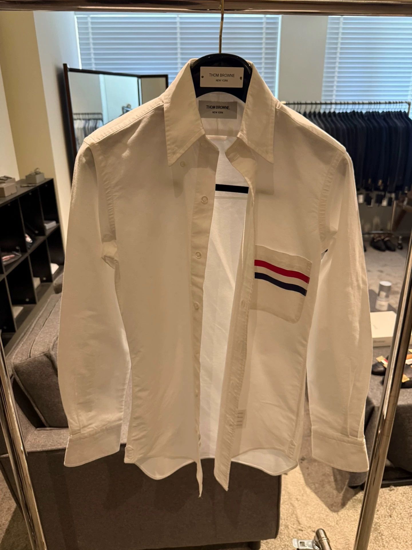 Thom Browne Thom Browne White 3-Color Strap Pocket Shirt Size 0 95 New Size US XS / EU 42 / 0 - 1 Thumbnail