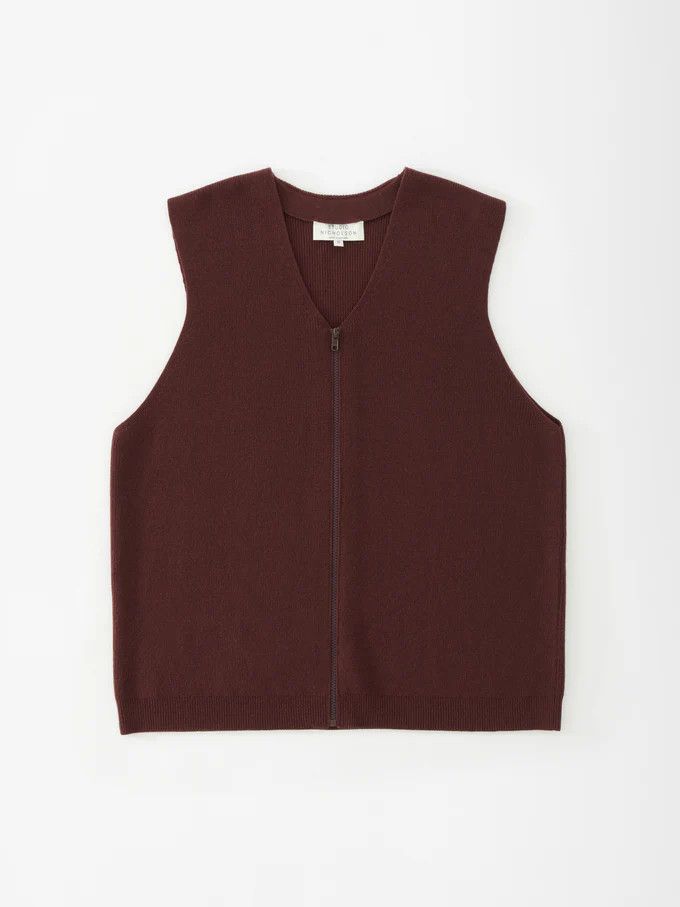 Studio Nicholson o1mle0824 Rib Zipped Vest in Chestnut Size US S / EU 44-46 / 1 - 1 Thumbnail