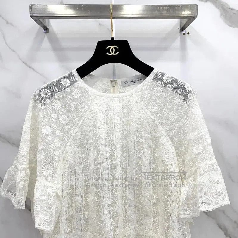 Dior Dior White Cotton Blend Short Sleeve Dress . Size M / US 6-8 / IT 42-44 - 2 Thumbnail