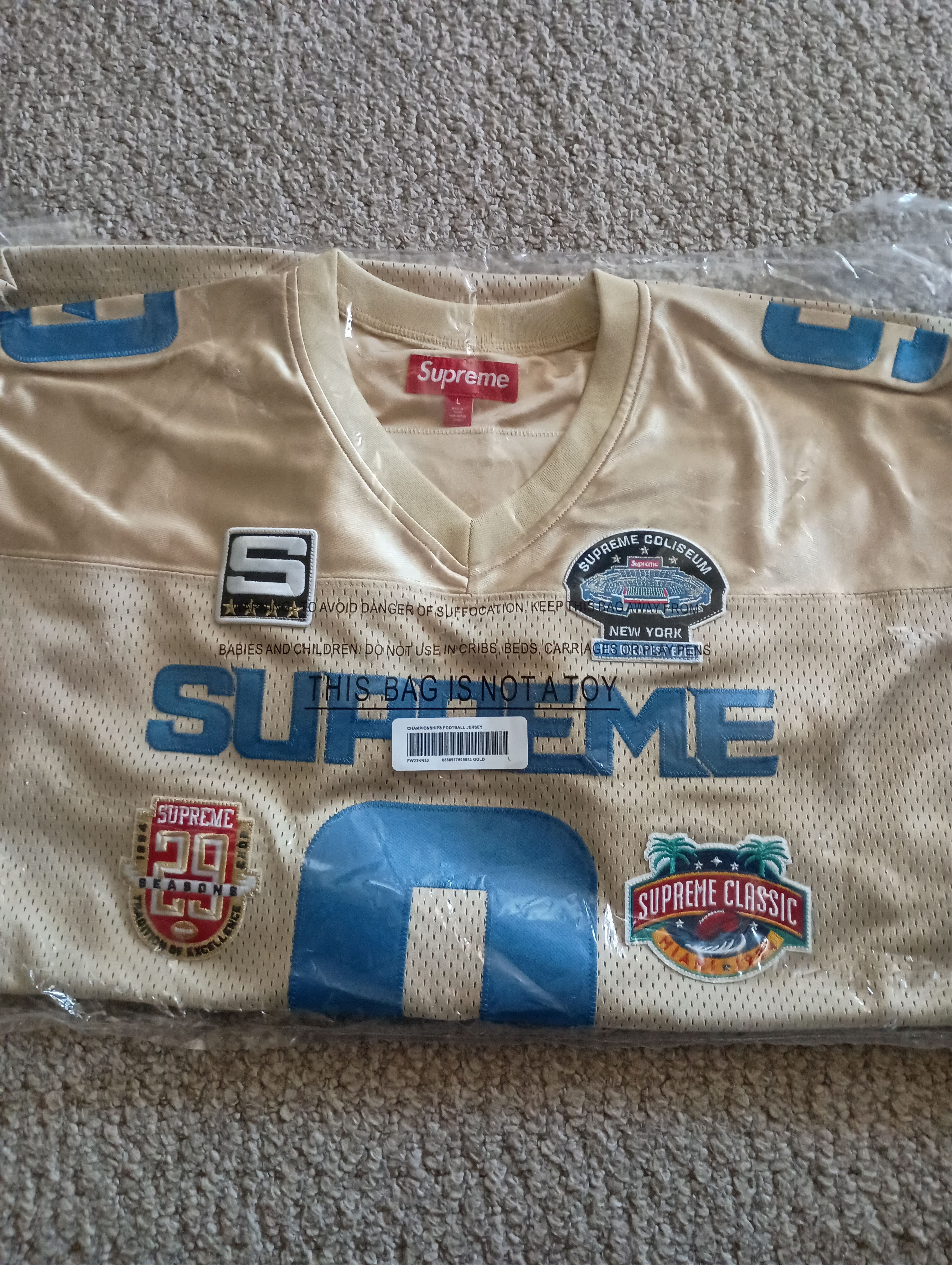 Supreme Championships Embroidered Football Jersey Black