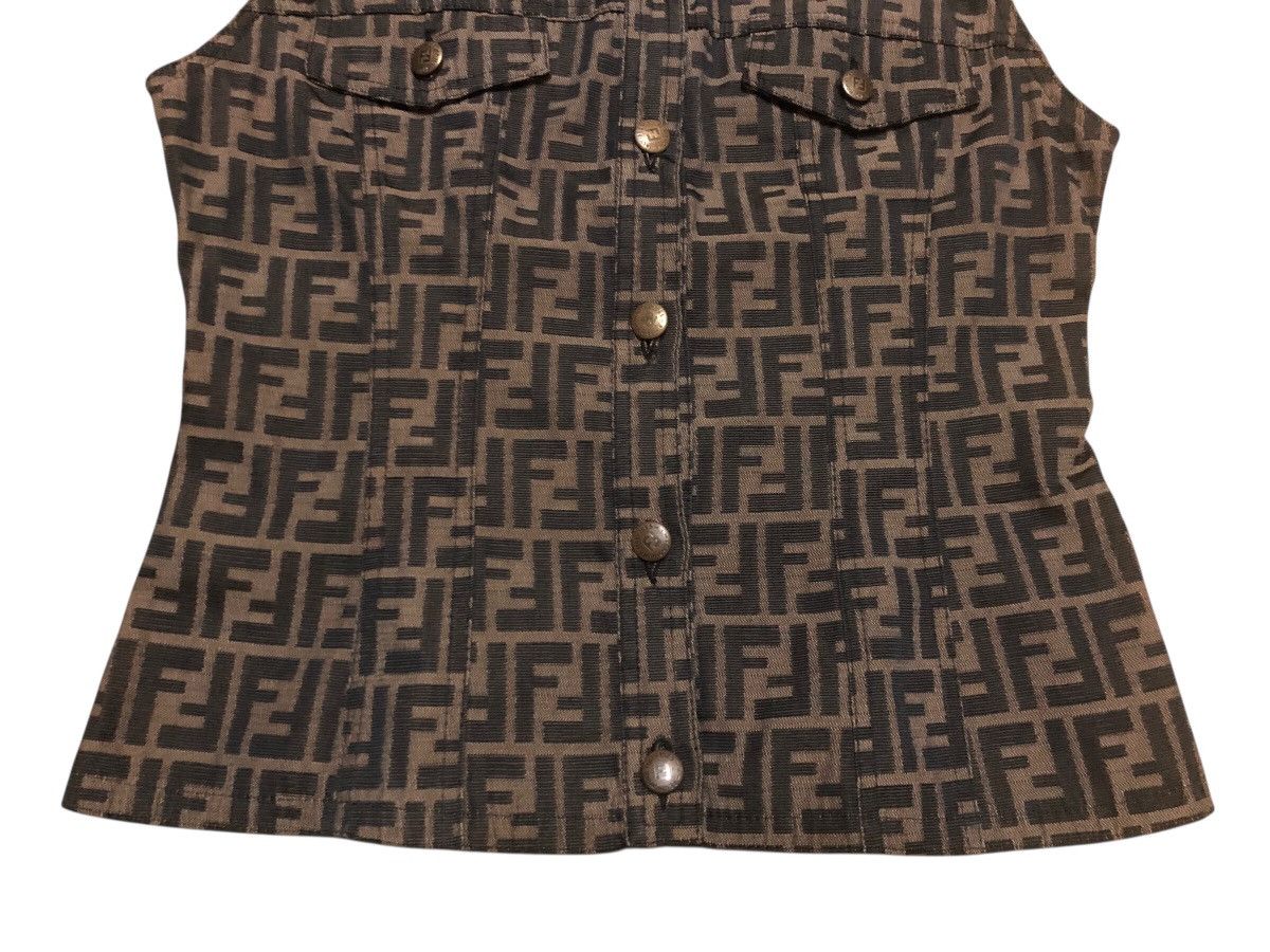 Fendi Vintage FENDI ROMA Zucca Brown Monogram Jeans Vest Jacket Size L / US 10 / IT 46 - 6 Thumbnail