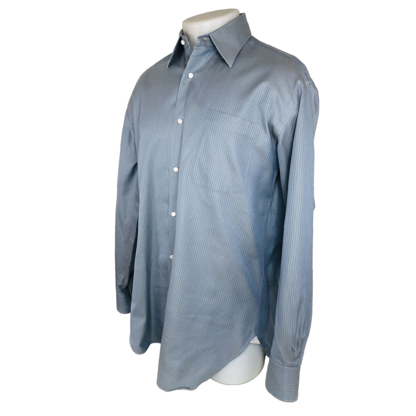 Vintage Borrelli Shirt Mens 15.5 Lt. Blue / Brown Button-Up Long Sleeve ITALY EXCELLENT Neiman Marcus Size US L / EU 52-54 / 3 - 1 Thumbnail