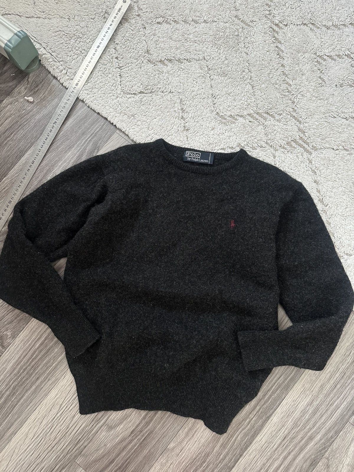 Polo Ralph Lauren Black Lambswool Sweater rare vintage y2k