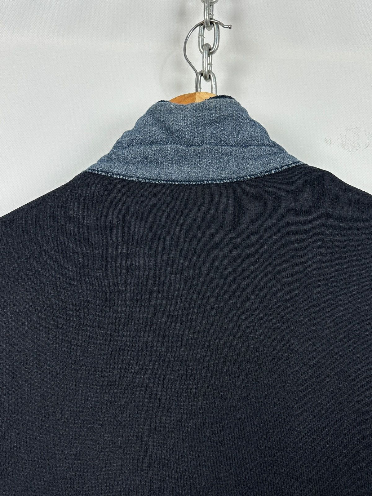 Armani 90s Vintage Armani Jeans Patchwork Hemp/Cotton Navy Jacket Size US XL / EU 56 / 4 - 18 Thumbnail