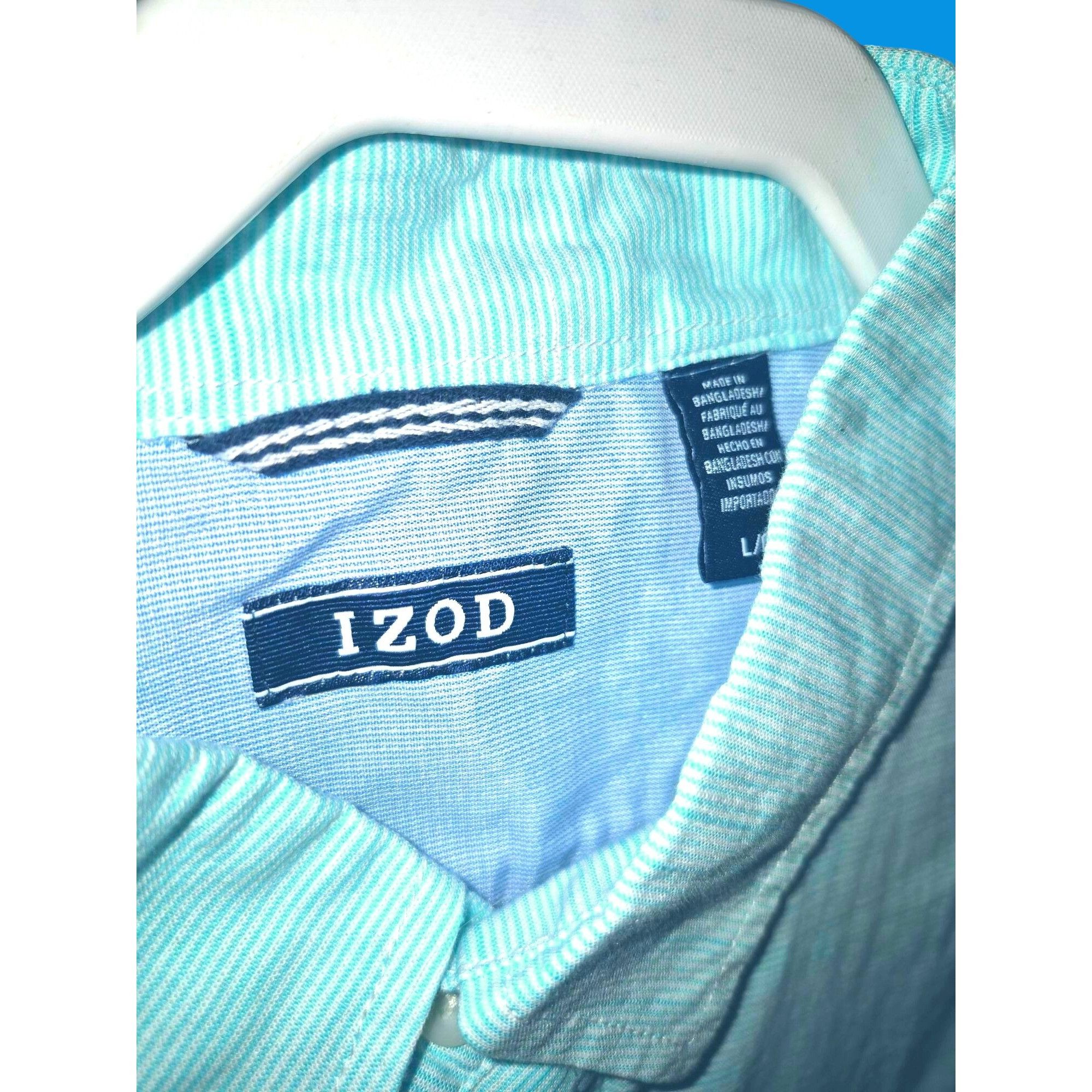 Izod Izod Mens Teal Short Sleeve Button-Up Shirt W/Dual Pockets E Size US L / EU 52-54 / 3 - 4 Thumbnail