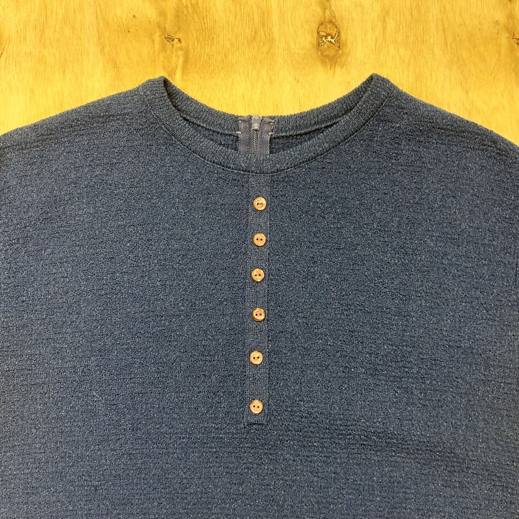 Vintage Vintage Shirt Womens M Blue Short Sleeve Textured Henley Knit Summer Tee Size M / US 6-8 / IT 42-44 - 2 Thumbnail