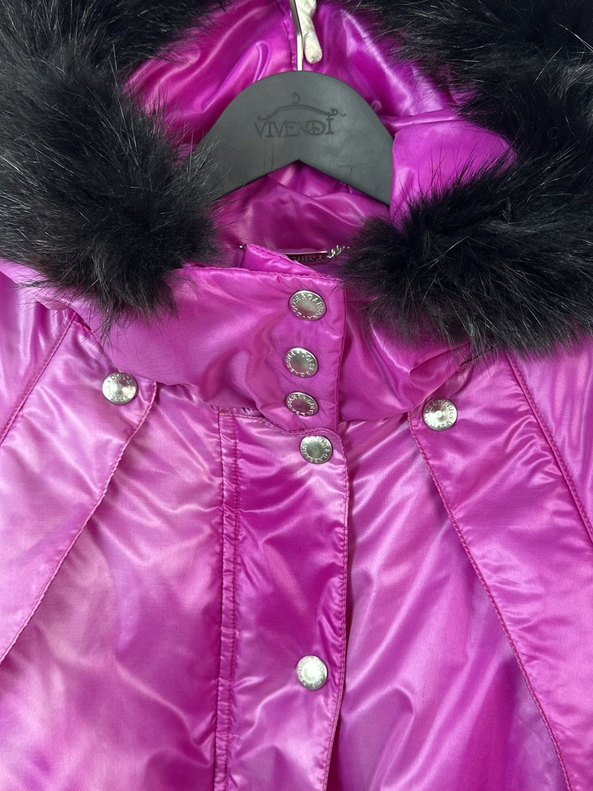 Dolce & Gabbana Dolce & Gabbana Fuchsia Cropped Hooded Raccoon Trim Jacket Size US XS / EU 42 / 0 - 5 Thumbnail