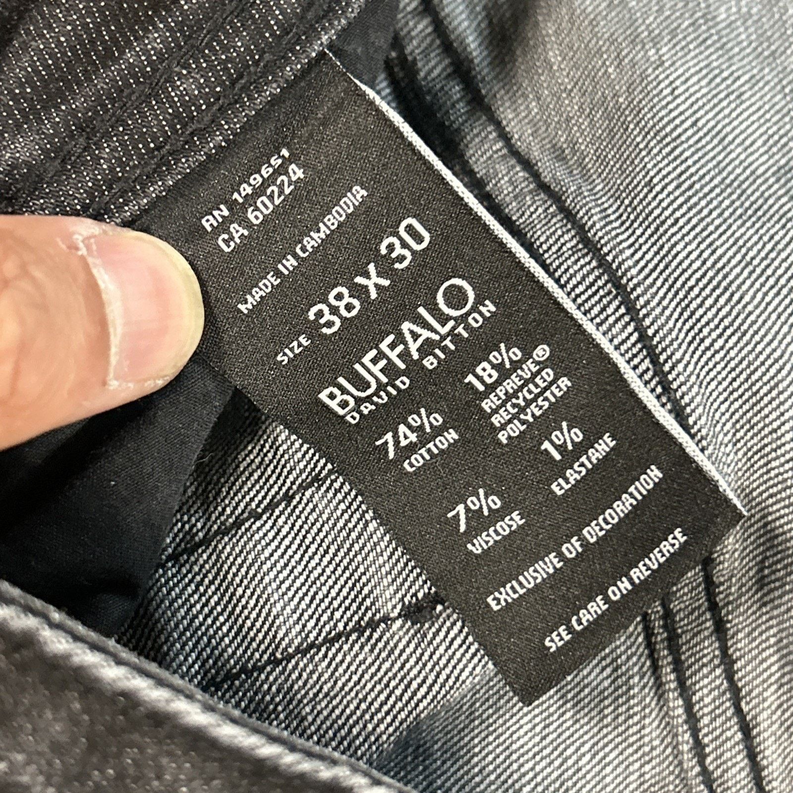 Buffalo David Bitton Loose Baggy Jeans 38x30 Hamilton Relaxed Black Straight Wide Size US 38 / EU 54 - 6 Thumbnail