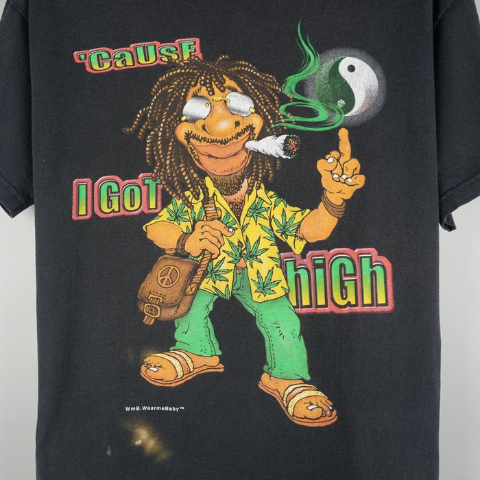 Vintage Vintage 90s 'Cause I Got High Weed Rasta T-Shirt | Grailed