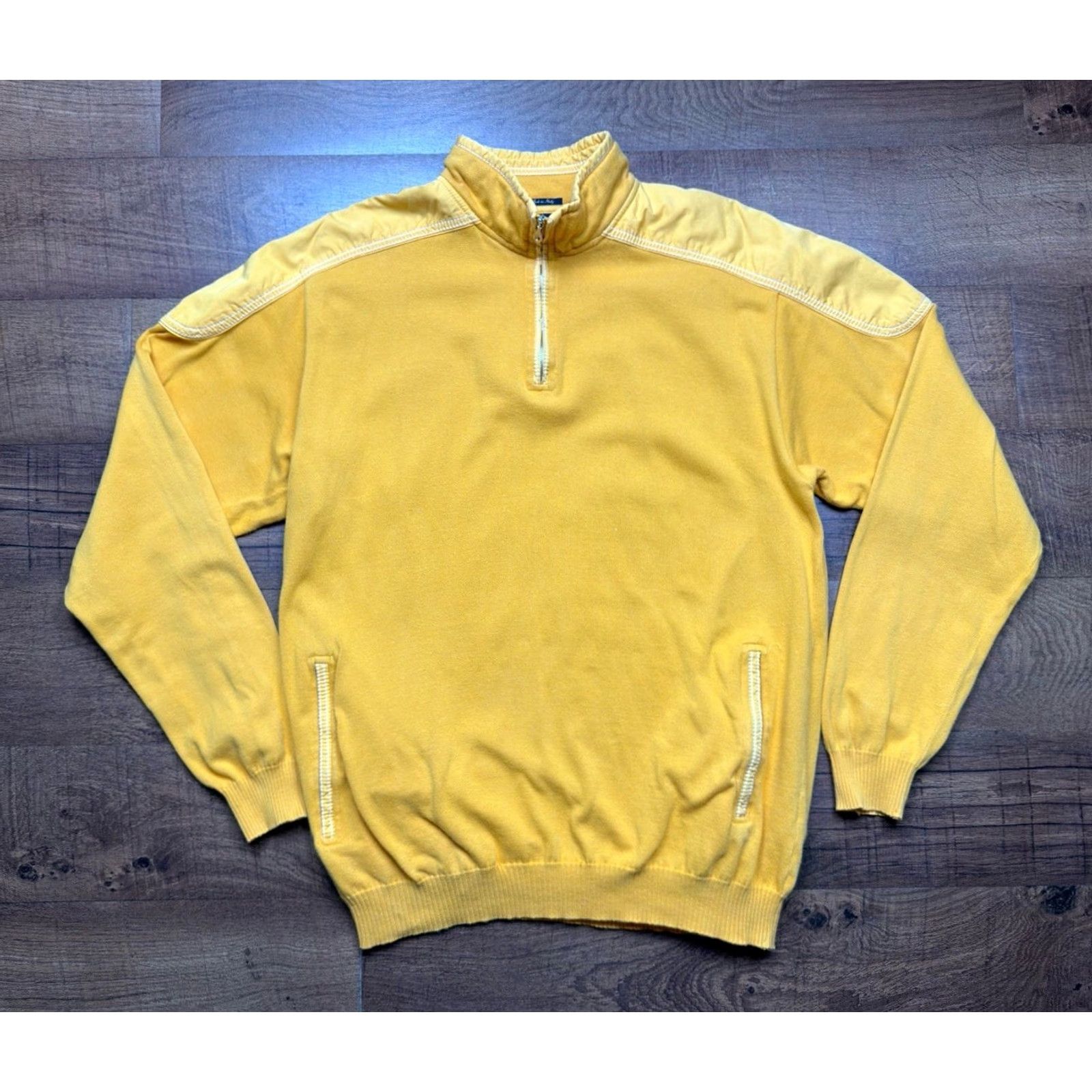 Paul & Shark Paul & Shark Yachting Sweater 1/4 Quarter Zip Yellow 100% Cotton Mens LT LT - READ Size US L / EU 52-54 / 3 - 2 Thumbnail