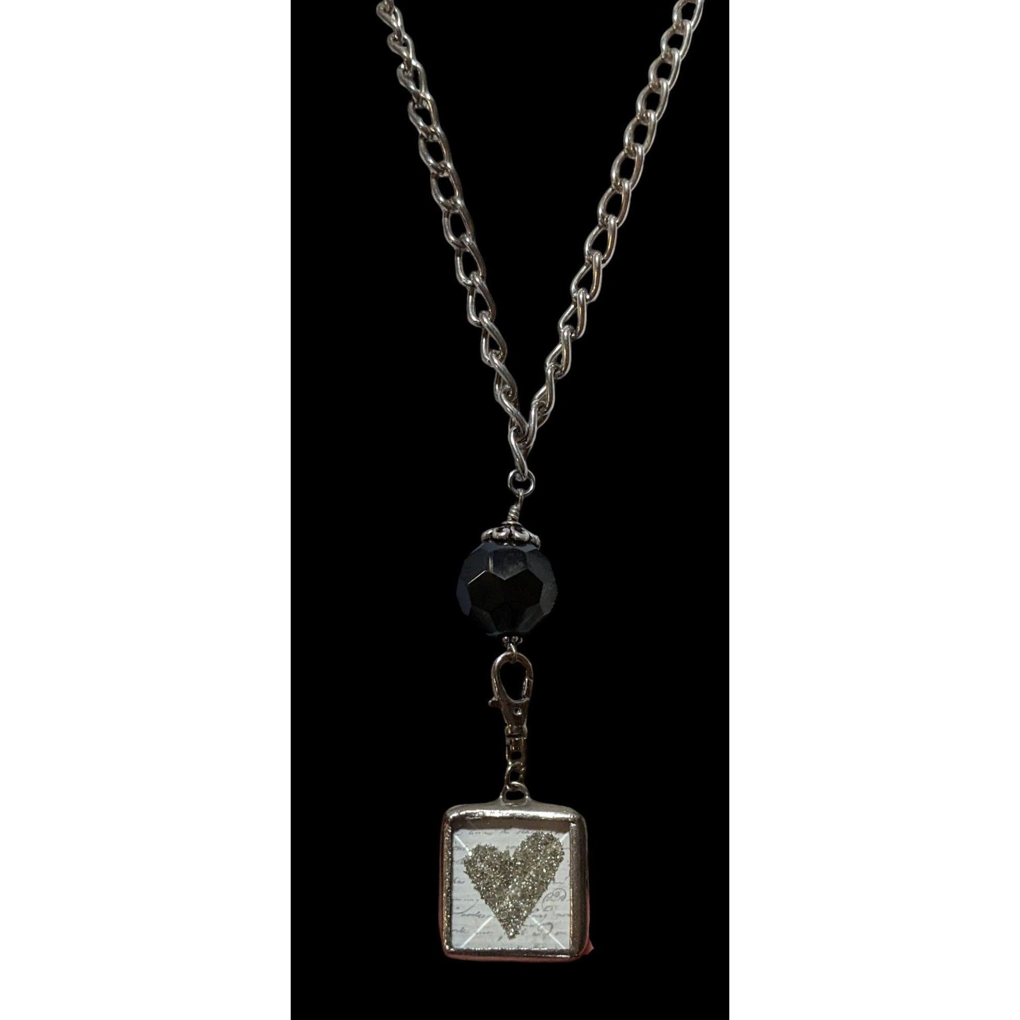 Other Unique Glitter Heart C Reversible Pendant Necklace Size ONE SIZE - 3 Thumbnail