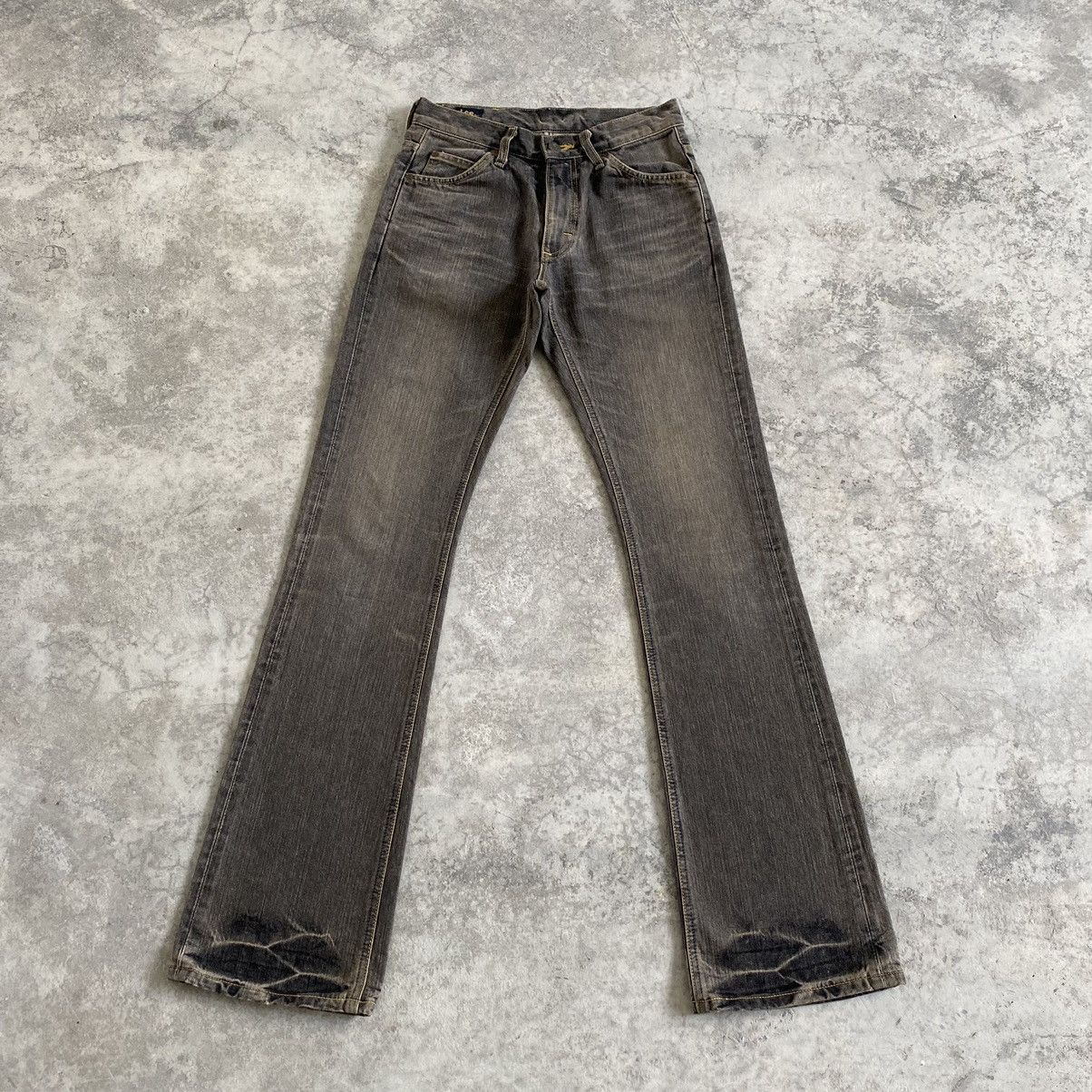 Vintage Vintage Lee Mud Washed Bootcut Flared Denim Jeans Size US 27 - 1 Thumbnail