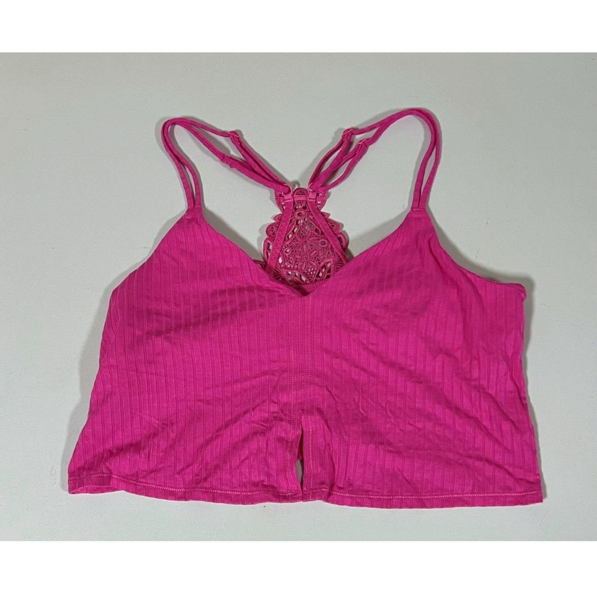 American Eagle Outfitters Aerie Pink Shelf-Bra Racerback Floral Crop Top Shirt Size M🩷 Size M / US 6-8 / IT 42-44 - 2 Thumbnail