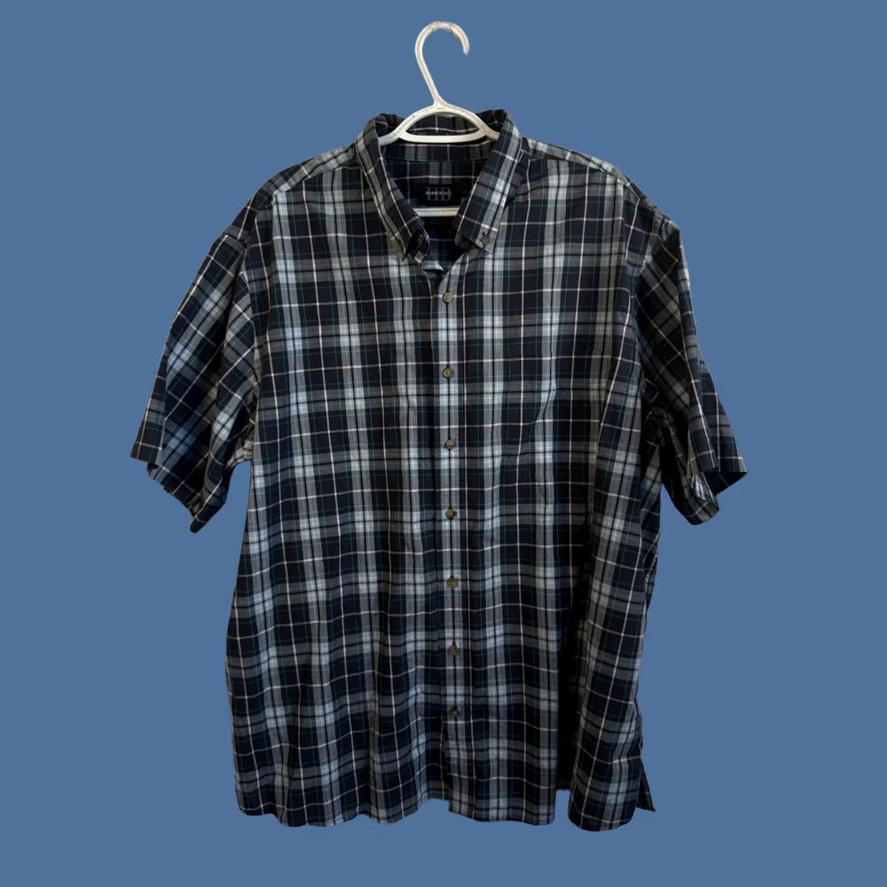 Vintage Harbor Bay Shirt Mens 1XL Blue Plaid Short Sleeve Button Down Classic Casual Size US XL / EU 56 / 4 - 1 Thumbnail