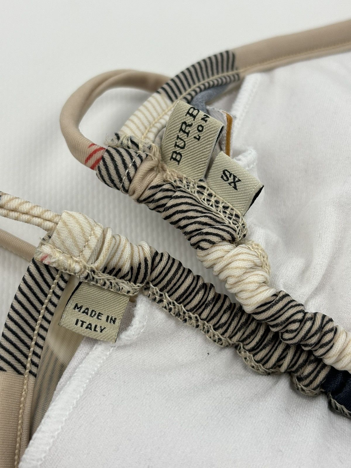 Burberry RARE Nova Check Swimsuit Stripe Trim Triangle Bikini Top Bra Size ONE SIZE - 10 Thumbnail