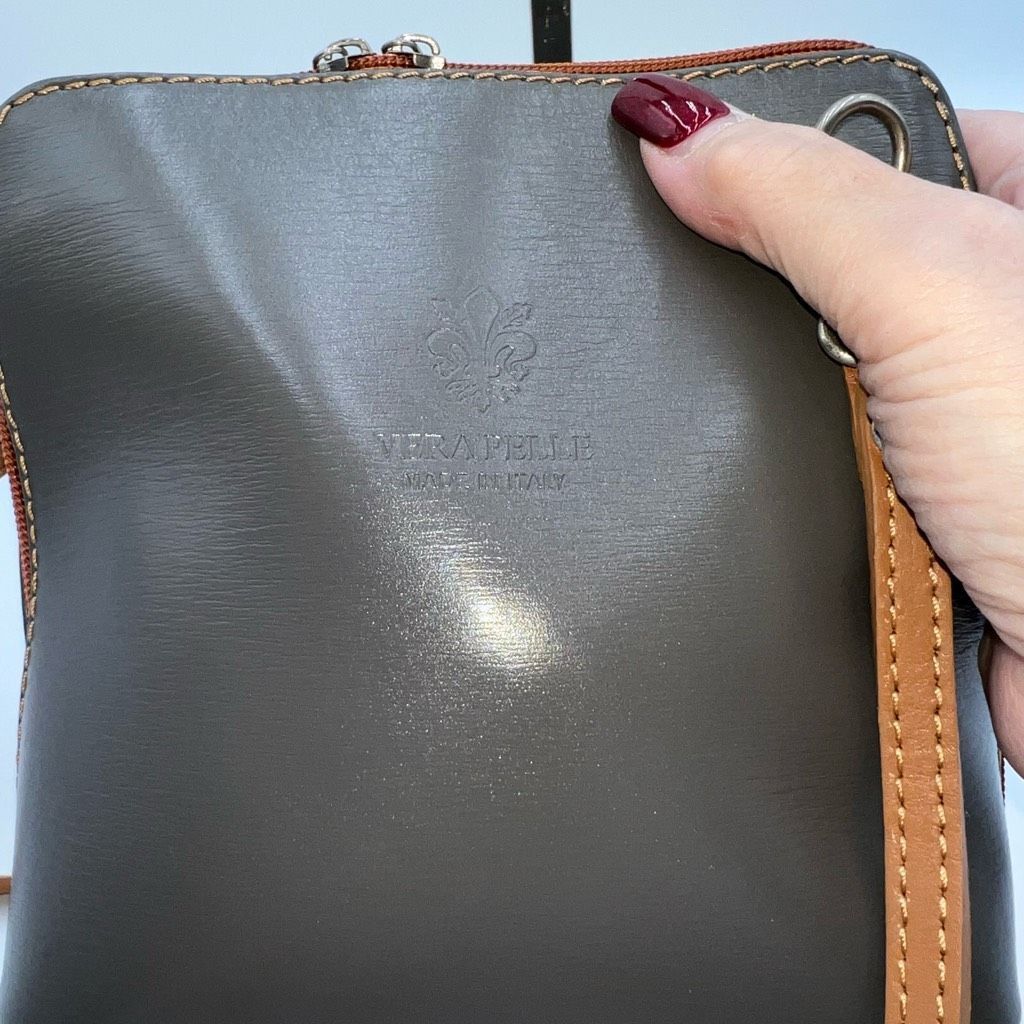 Vera Pelle Vera Pelle Made in Italy Gray and Vachetta Leather Crossbody Size ONE SIZE - 5 Thumbnail