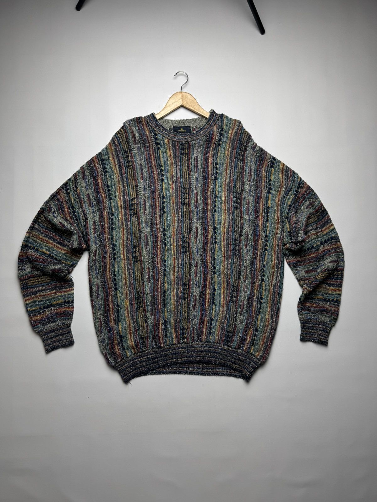 Japanese Brand Vintage 90s Fiume 3D Knit Sweater Made in Italy Coogi Style Size US L / EU 52-54 / 3 - 1 Thumbnail