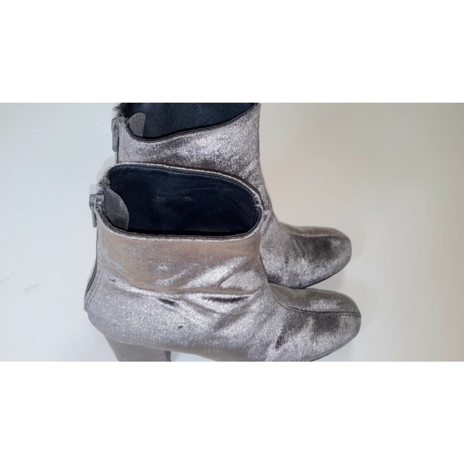 Free People Free People Boots Ankle 7.5 Velvet Cecile Block Heel Gray/Silver Women Size US 8 / IT 38 - 2 Thumbnail