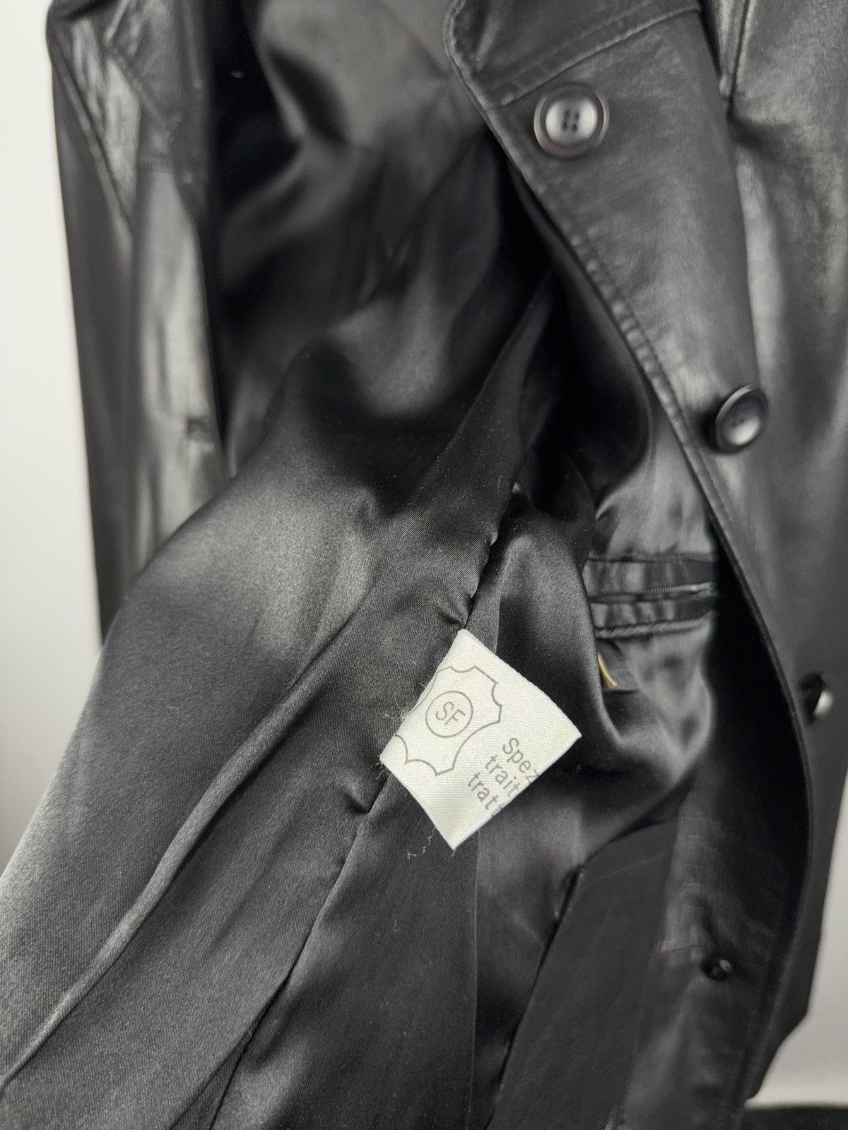 Leather × Vintage Vintage Leather Coat Minimal Black Blazer Jacket Y2K 90s Size M / US 6-8 / IT 42-44 - 10 Thumbnail