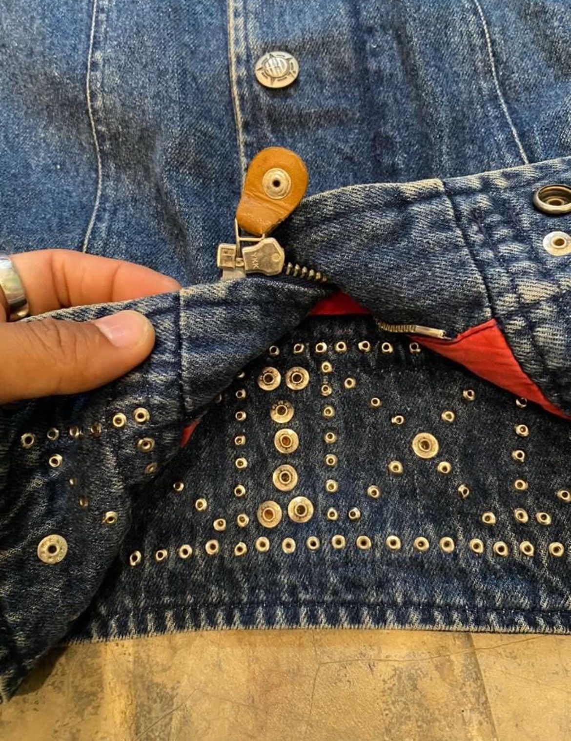 Vintage Harley Davidson Studded Denim Jacket
