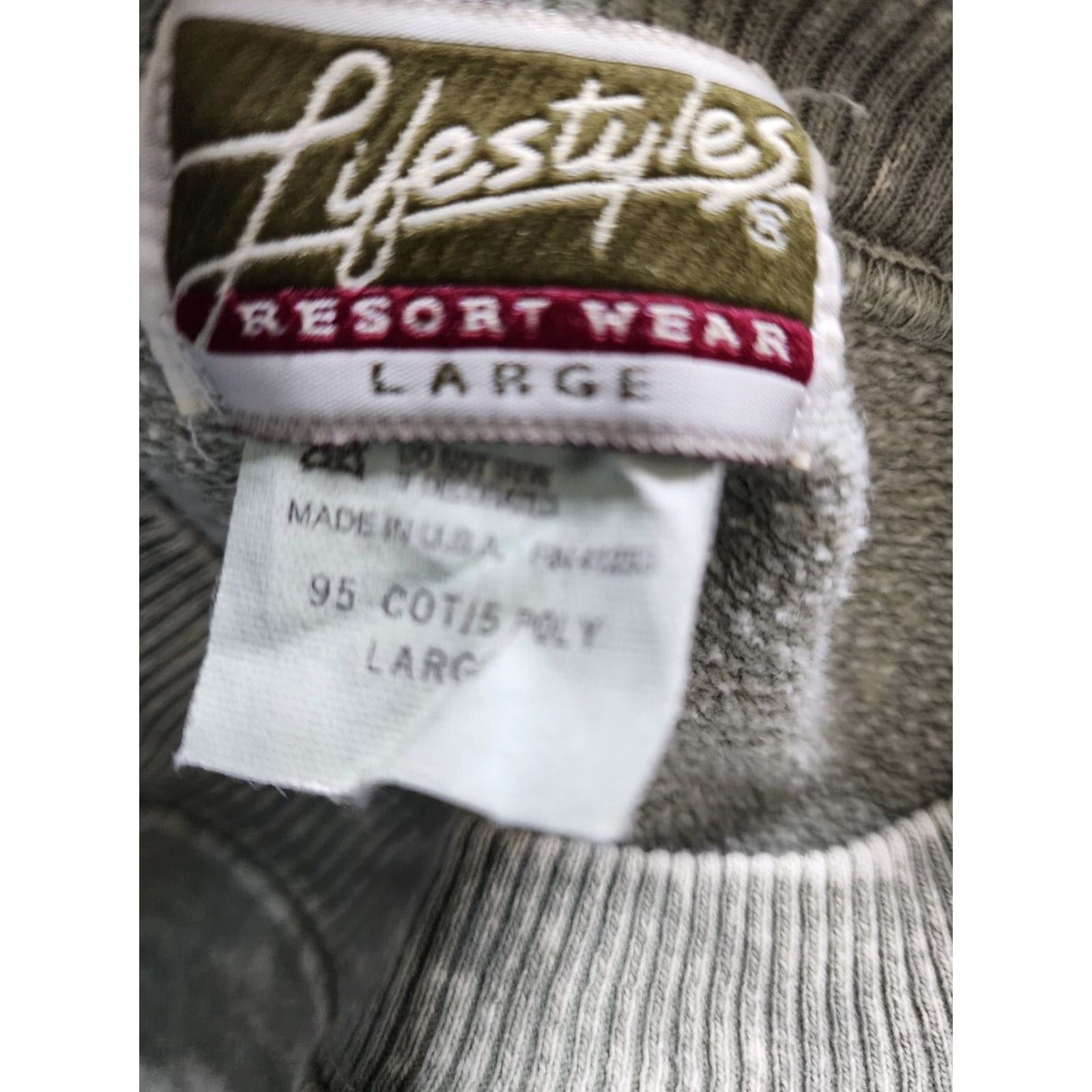 Vintage VINTAGE Lifestyles Mens Green Cotton Blend Pullover Sweatshirt USA Made Distressed Long Sleeve Regular Fit L Size US L / EU 52-54 / 3 - 6 Thumbnail