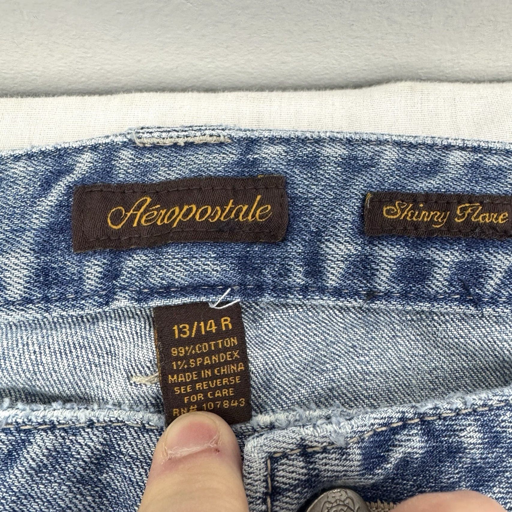 Vintage Y2K Aeropostale Skinny Jeans Womens 13/14R Hipster Punk Hippie 2000s Blue Slim Straight Vintage Jeans Womens Size 34" / US 12 / IT 48 - 5 Thumbnail