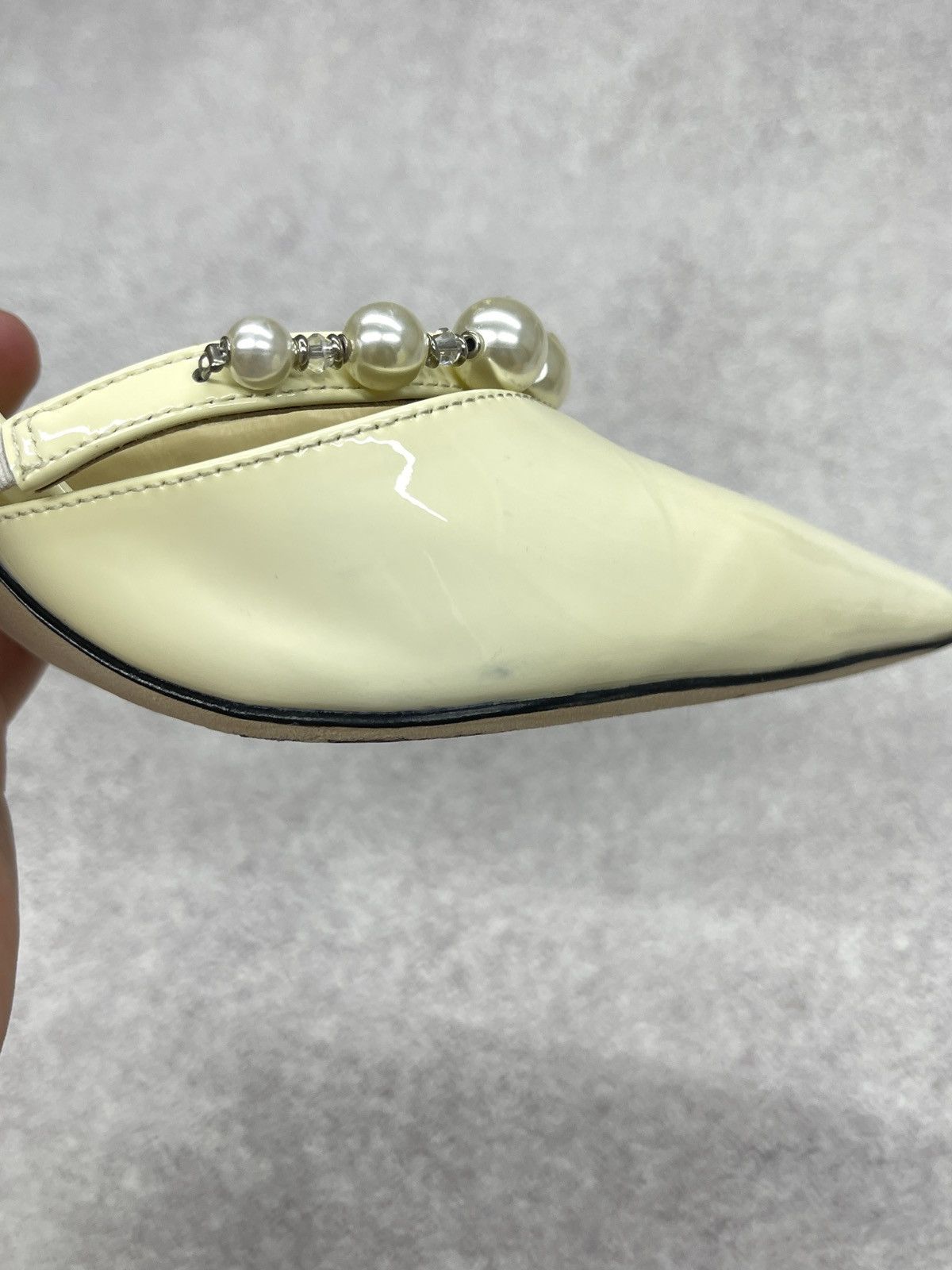 Jimmy Choo Jimmy Choo Beige Patent Leather Aurelie 85 Pump Heels Size US 9 / IT 39 - 12 Thumbnail