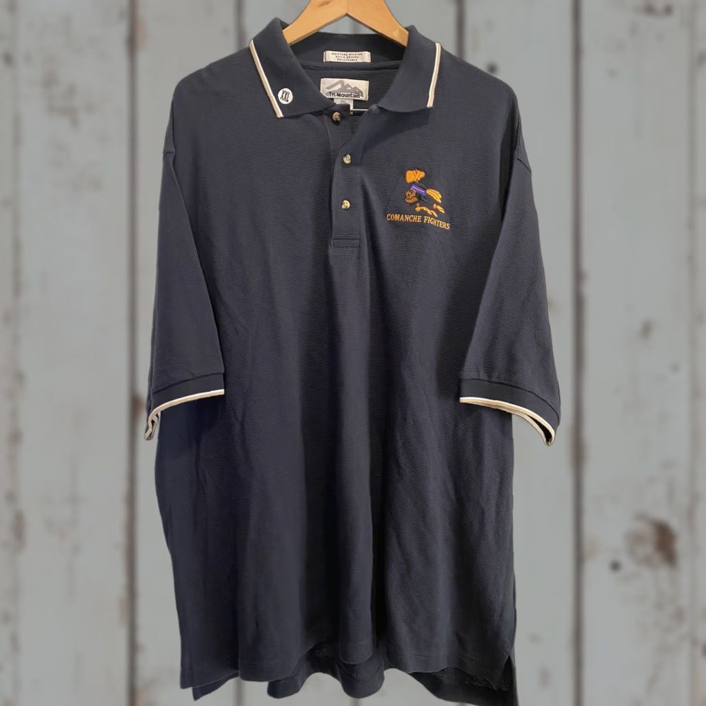 Vintage VINTAGE Comanche Fighters Polo Shirt Warbird Military Planes 2XL Mens Blue Short Sleeve Cotton Blend Button-Up M Size US XXL / EU 58 / 5 - 1 Thumbnail
