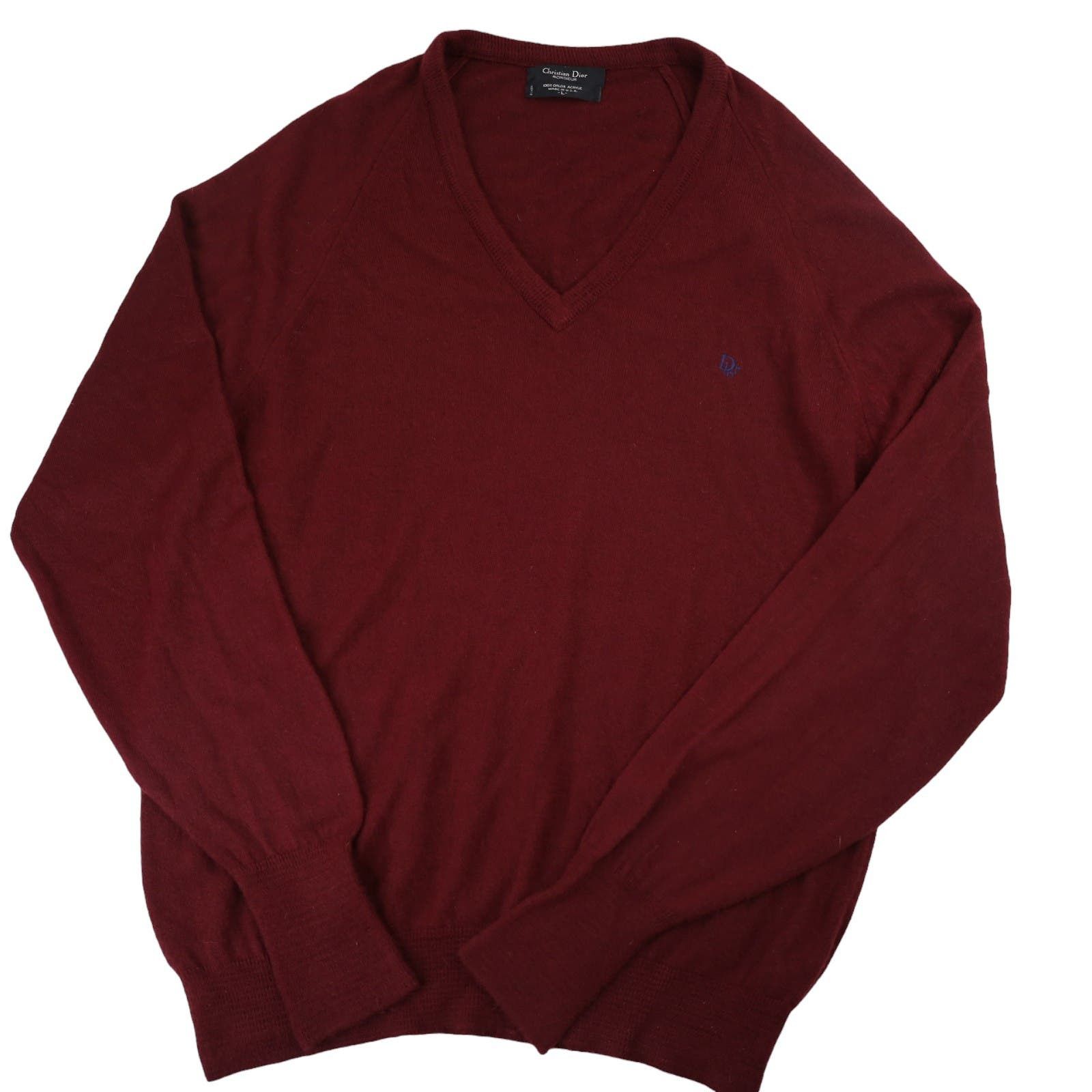 image of Christian Dior Monsieur Vneck Sweater in Red, Men's (Size Large)