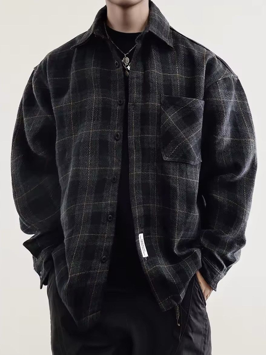Japanese Brand × Vintage American Streetwear Loose Thick Plaid Shirt Y2k Size US XXL / EU 58 / 5 - 1 Thumbnail