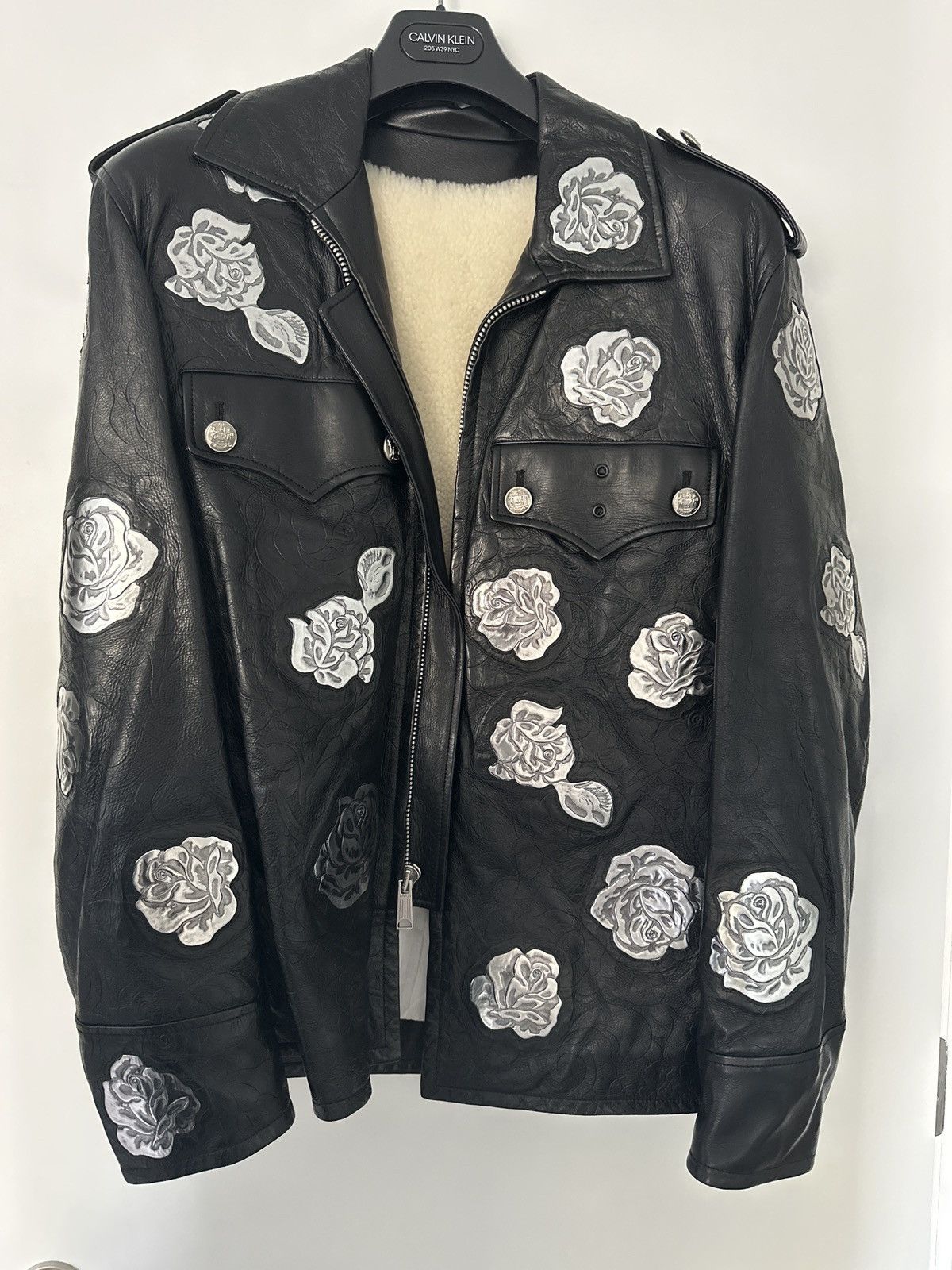 Calvin Klein 205W39NYC × Raf Simons 205W39NYC FW2017 Floral Embossed Calf Leather Jacket Size US S / EU 44-46 / 1 - 3 Thumbnail