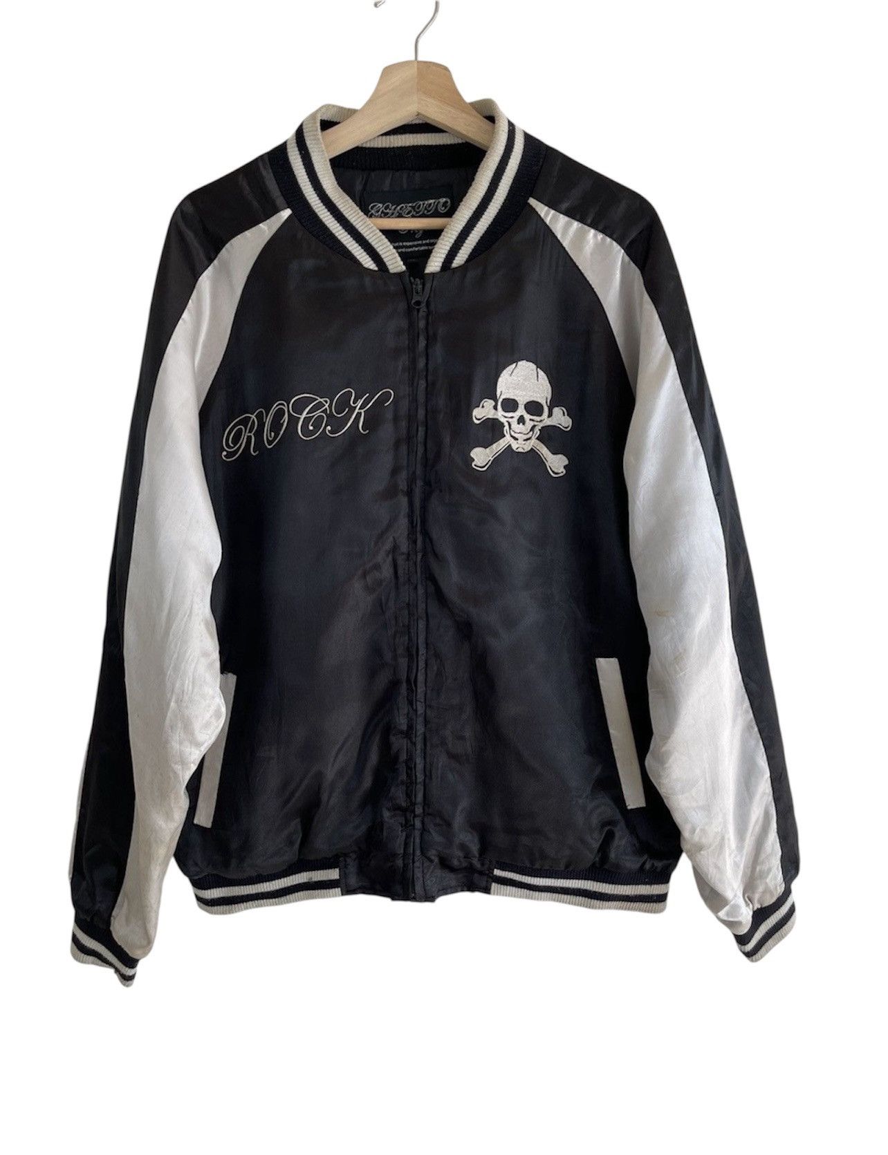 Japanese Brand 🔥QUICK SALE❌ Vintage SUKAJAN SATIN SKULL GHETTO JACKET Size US M / EU 48-50 / 2 - 1 Thumbnail