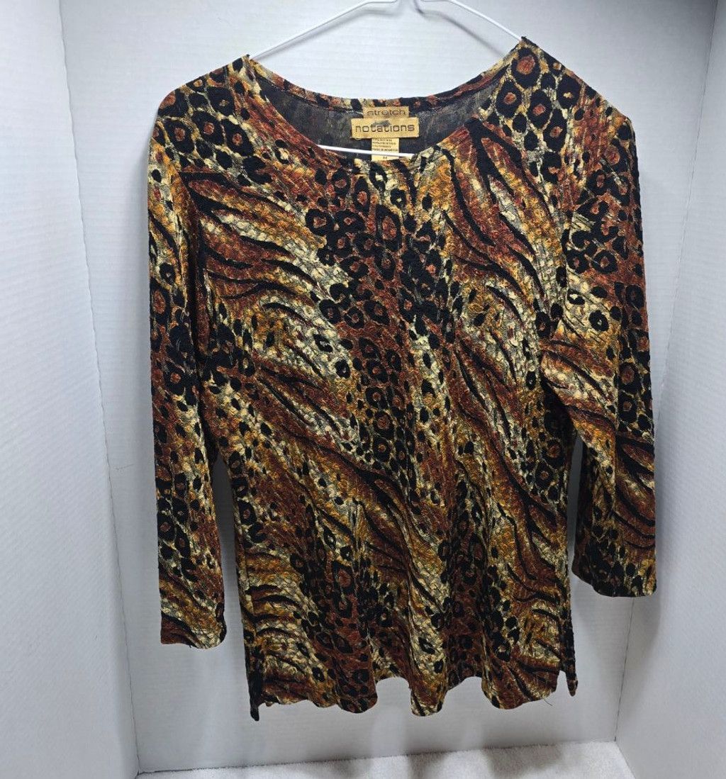 Industry of All Nations Women's Notations Long Sleeve Tee M Brown Black Animal Print Size M / US 6-8 / IT 42-44 - 1 Thumbnail