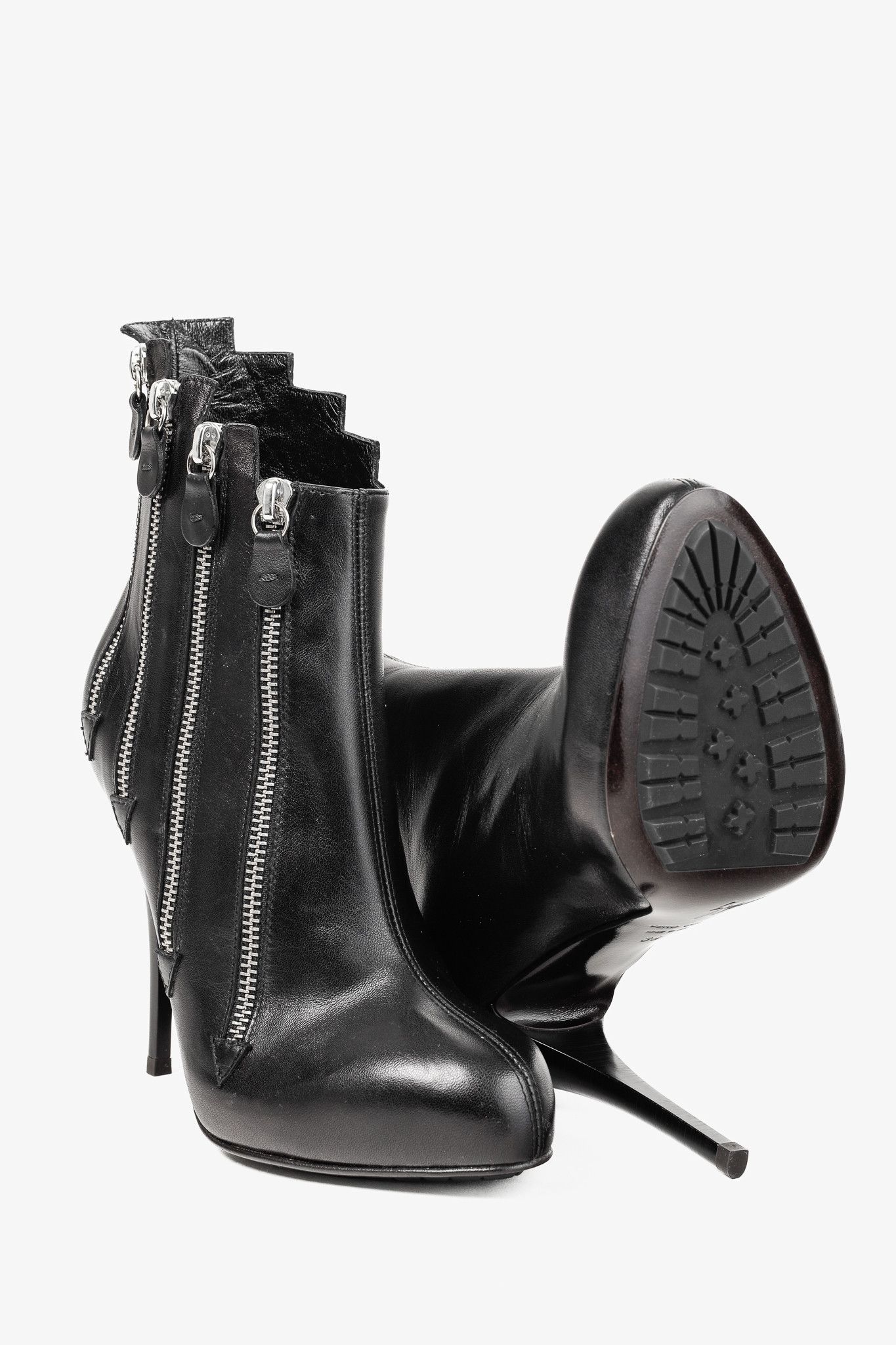 Giuseppe Zanotti Giuseppe Zanotti Black Round-Toe Multi-Zip Booties Size US 7.5 / IT 37.5 - 4 Thumbnail