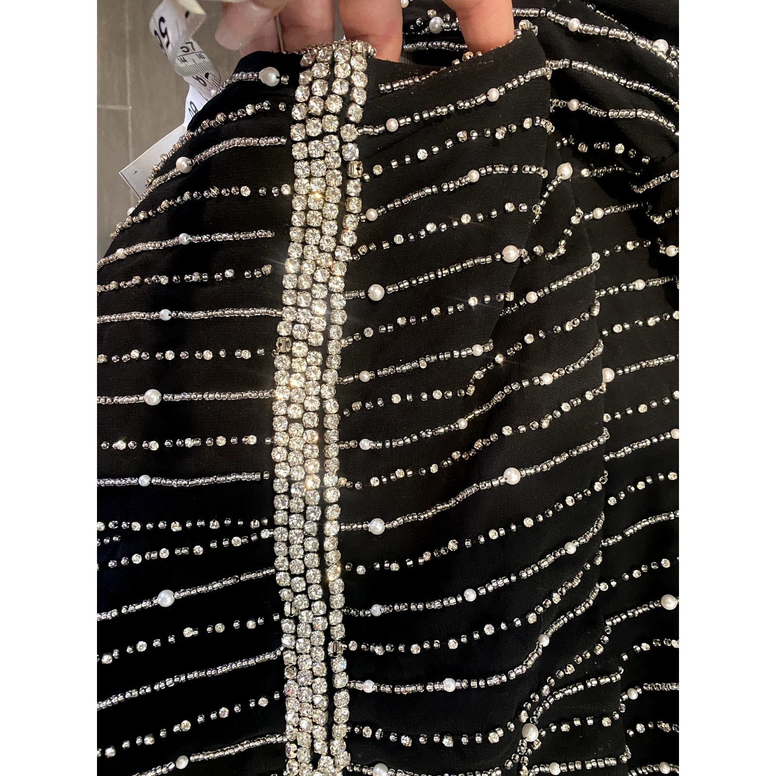 Designer MAC DUGGAL Embellished Pearl Beaded Midi Dress 14 Size XL / US 12-14 / IT 48-50 - 8 Thumbnail