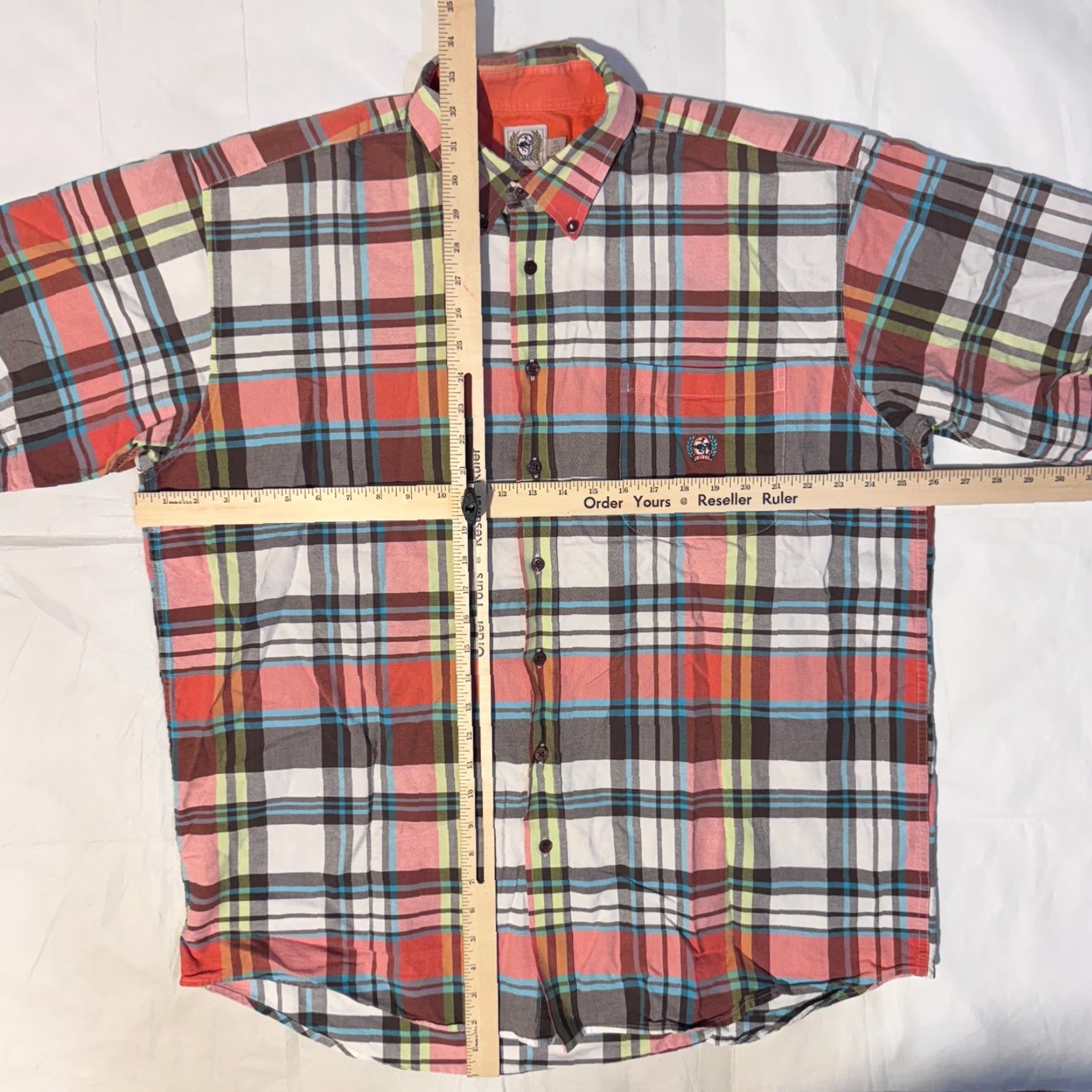 Vintage Cinch Western Orange Plaid Short Sleeve Button-Up Shirt XL Men Regular Canvas Cotton with Logo, Button-Down Collar, Rodeo Theme Size US XL / EU 56 / 4 - 4 Thumbnail