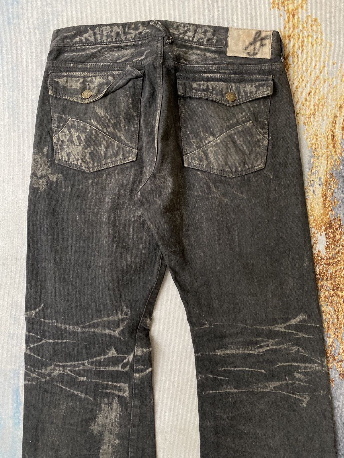 If Six Was Nine Flared Baggy Soul Of Freedom Waxed Denim Size US 33 - 11 Thumbnail