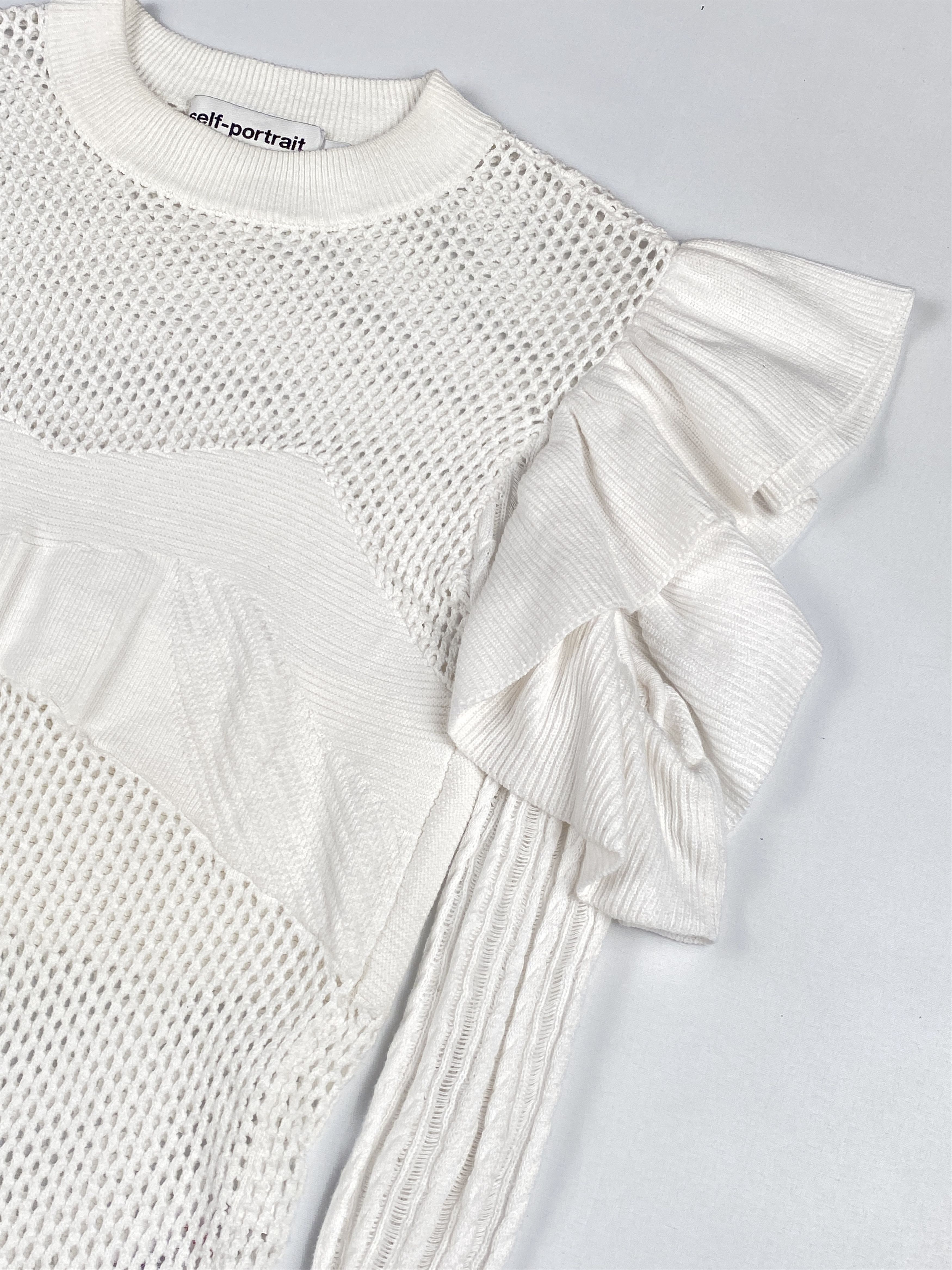 Self-Portrait Frill Cold Shoulder Knit Top Size M / US 6-8 / IT 42-44 - 5 Thumbnail