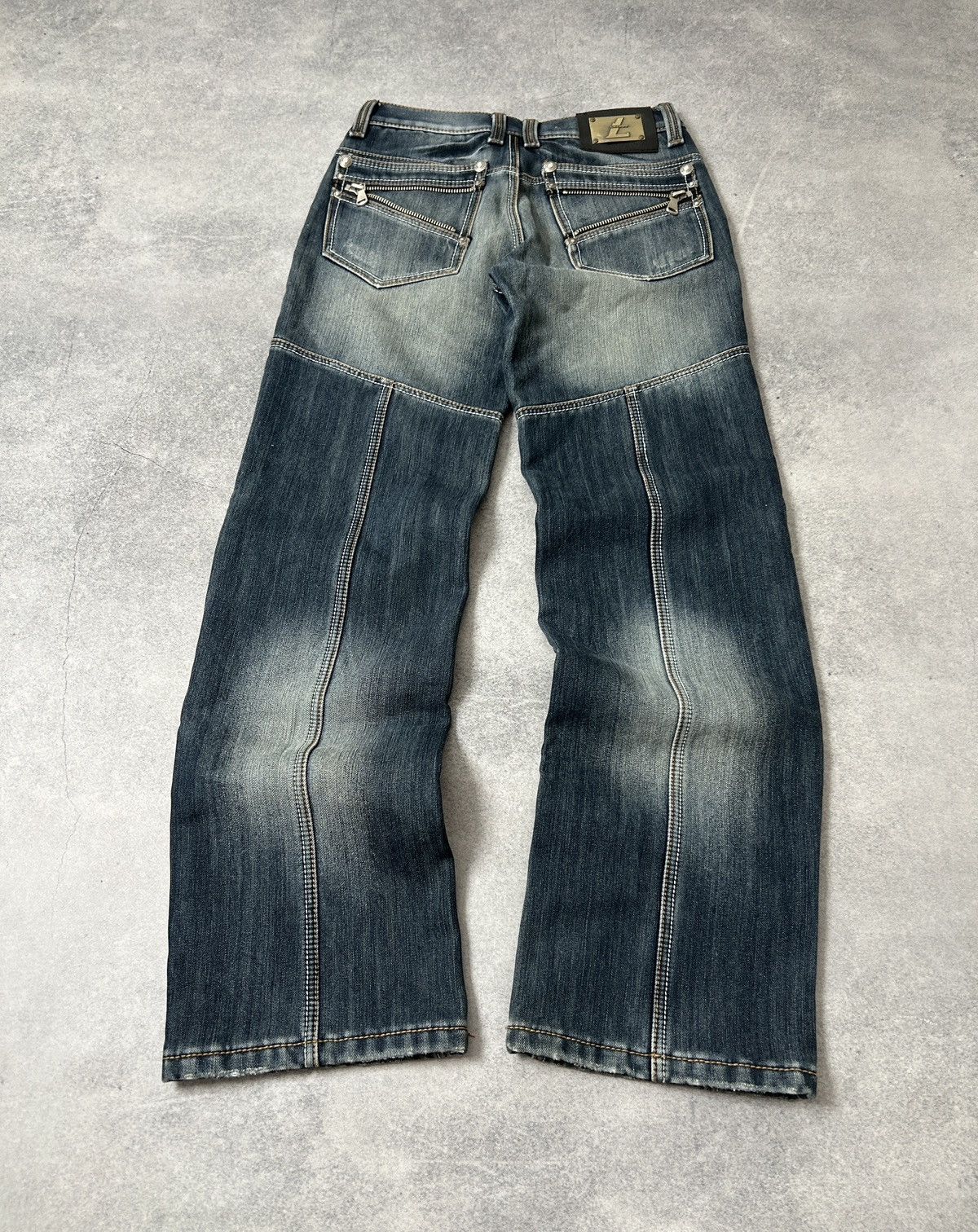Japanese Brand Leonni washed dark blue flared jeans mens avant-garden Size US 34 / EU 50 - 2 Thumbnail
