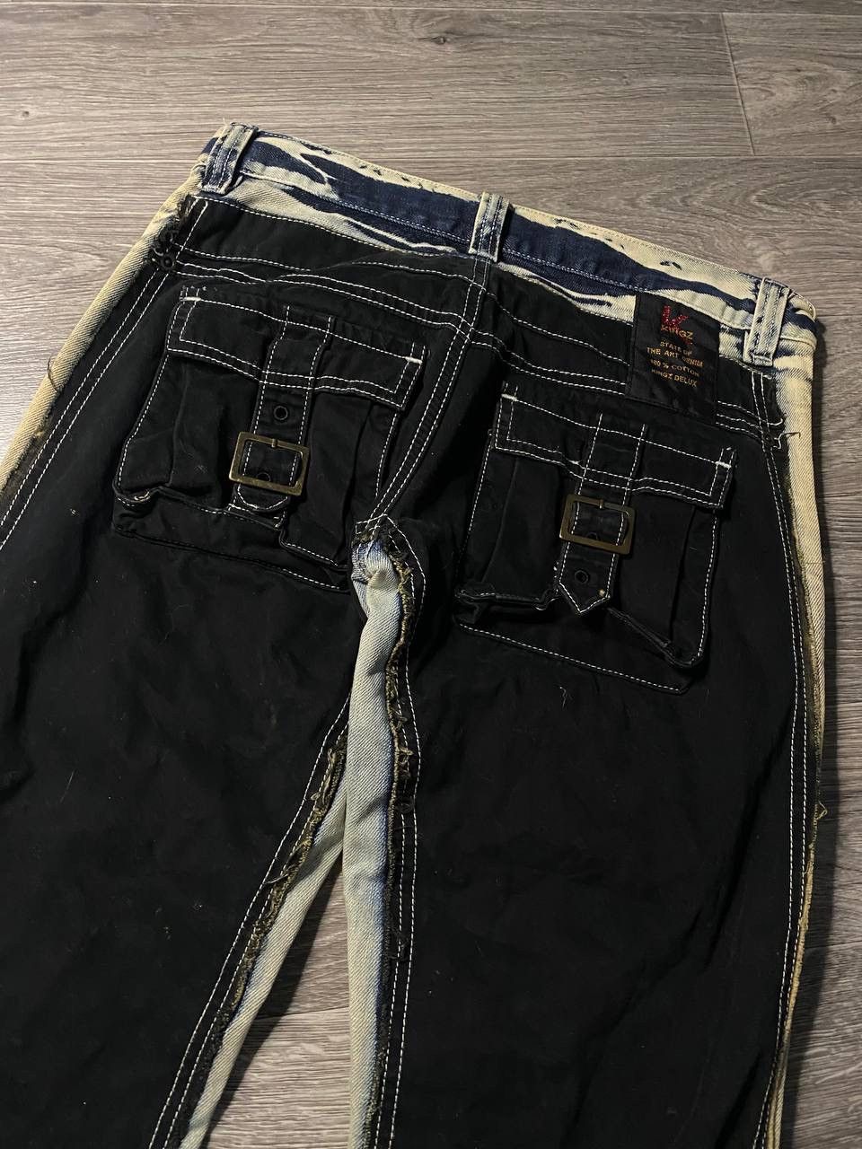 Japanese Brand Avantgarde Kingz Washed Straight Jeans Patchwork Opium Y2K Size US 29 - 10 Thumbnail