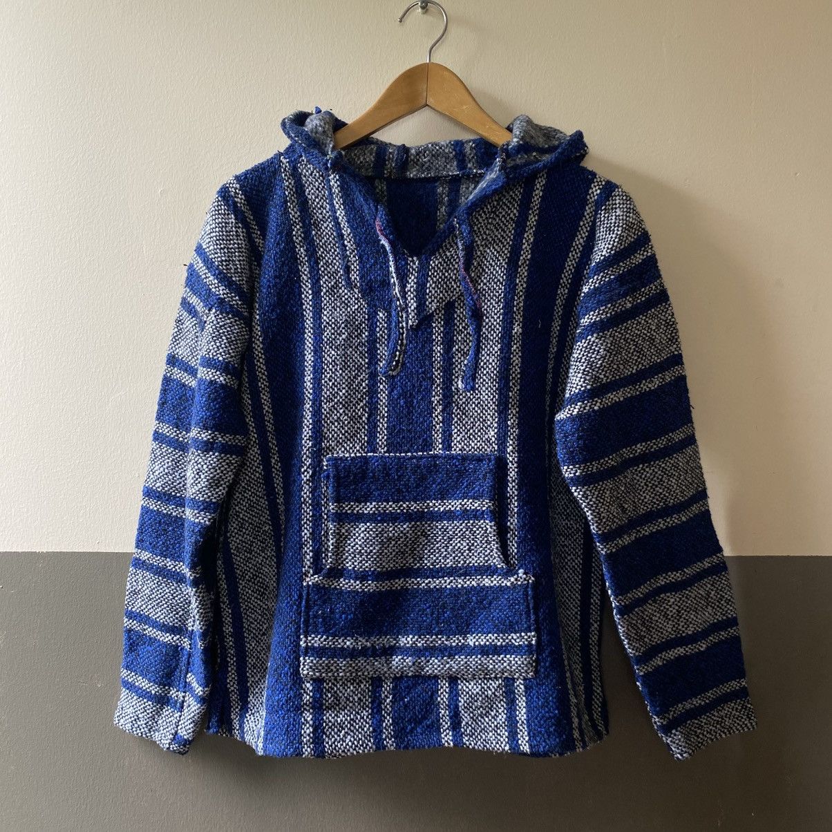 Vintage Blue & Gray Striped Baja Hoodie Pullover Size US M / EU 48-50 / 2 - 3 Thumbnail