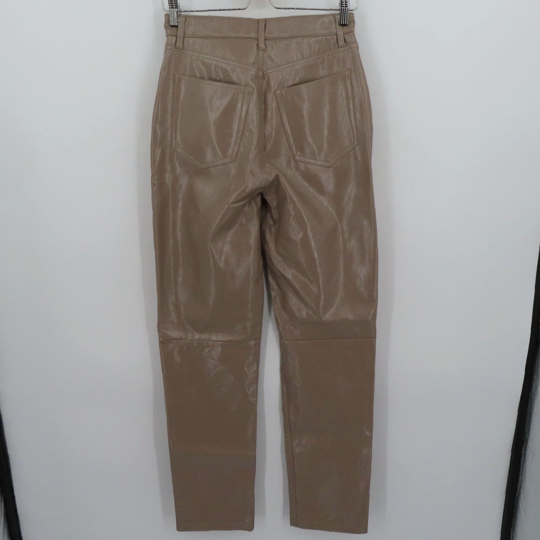 Abercrombie & Fitch Abercrombie & Fitch Women 27 90s Straight Ultra High Beige Faux Leather Pant Shirt? Size 27" / US 4 / IT 40 - 6 Thumbnail